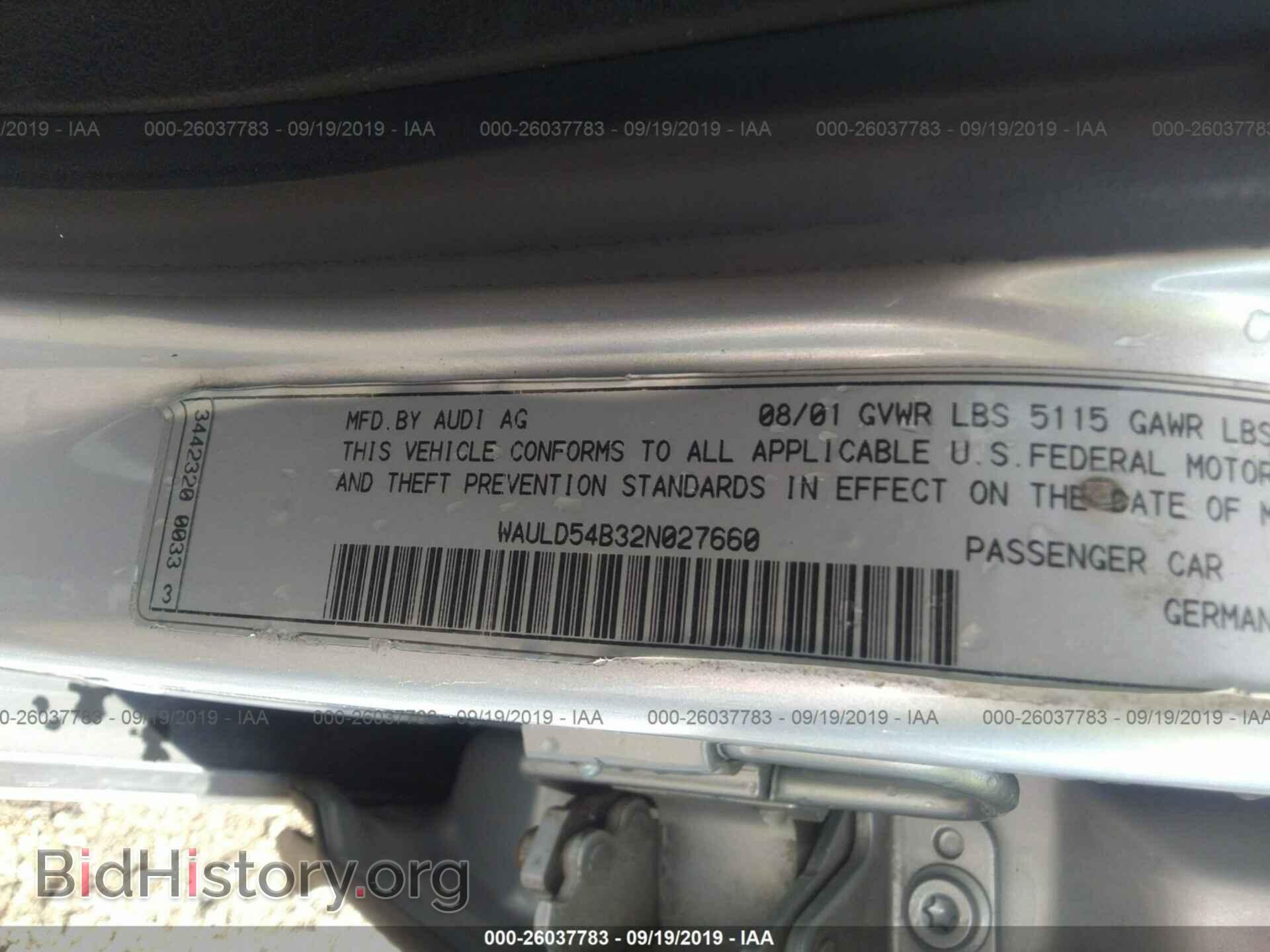 2002 AUDI A6 - VIN: WAULD54B32N027660 - Фото 9