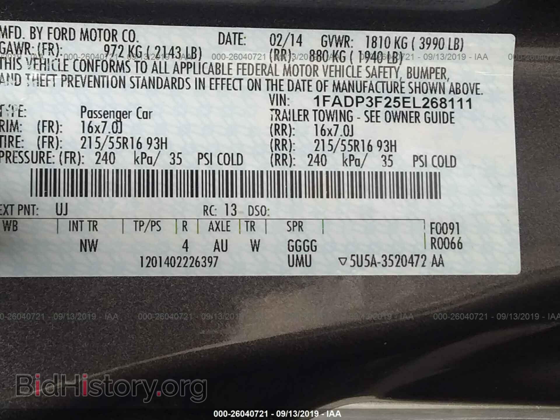 2014 FORD FOCUS - VIN: 1FADP3F25EL268111 - Photo 9