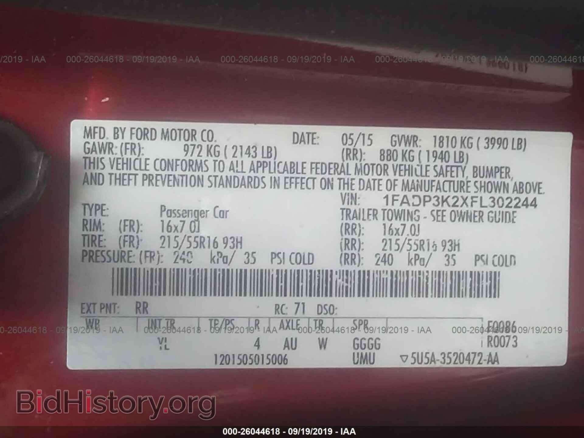 2015 FORD FOCUS - VIN: 1FADP3K2XFL302244 - Фото 9