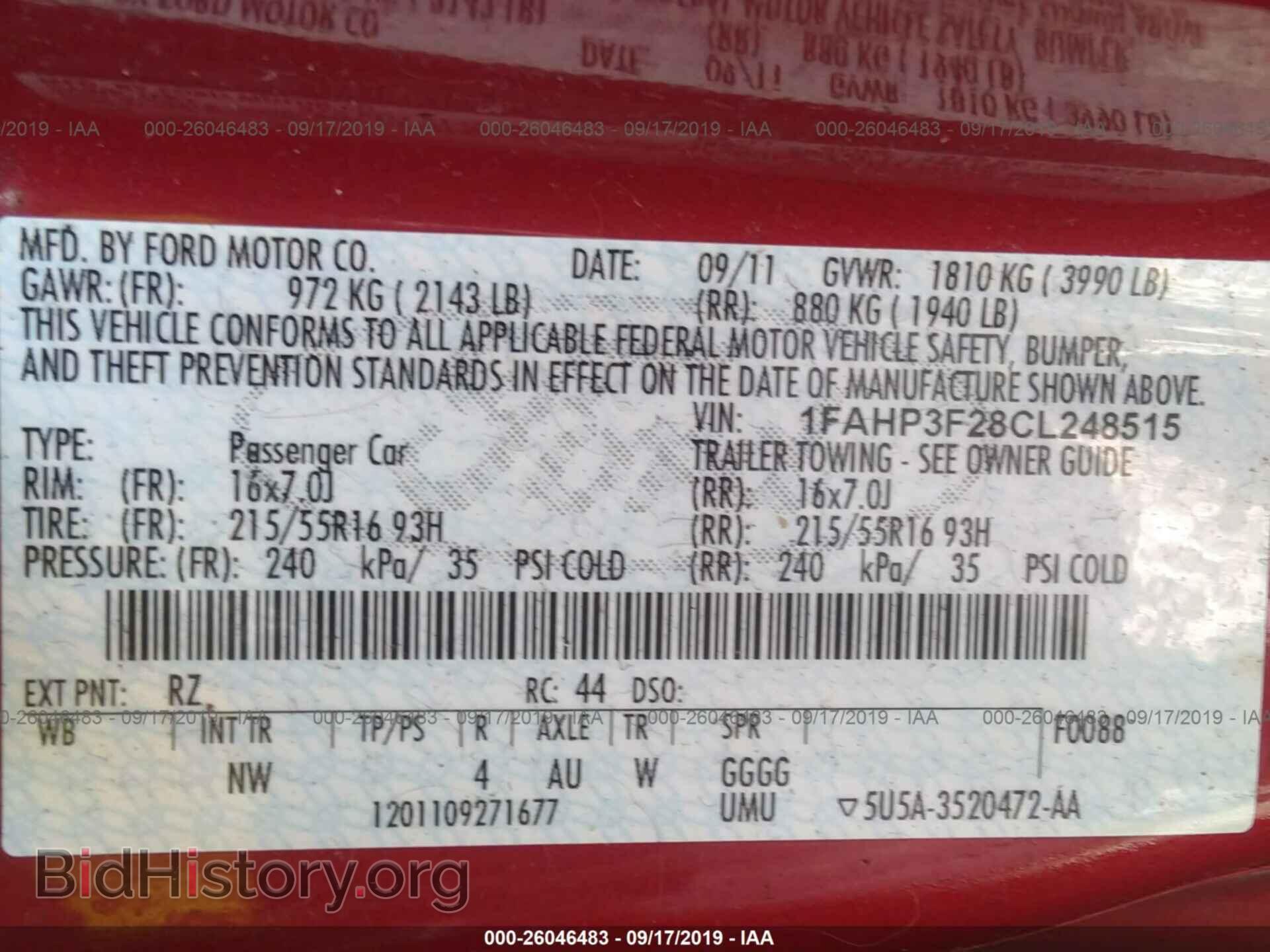 2012 FORD FOCUS - VIN: 1FAHP3F28CL248515 - Фото 9