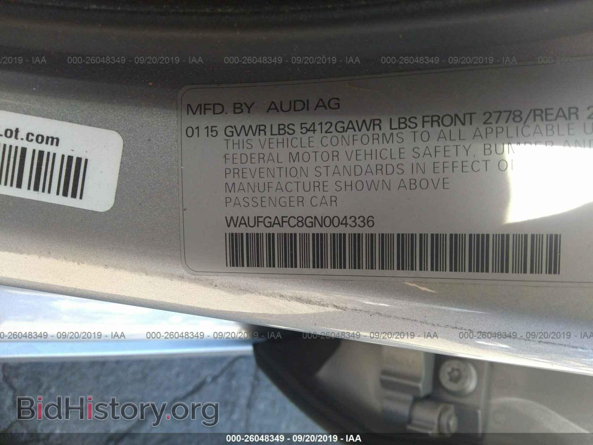 2016 AUDI A6 - VIN: WAUFGAFC8GN004336 - Фото 9