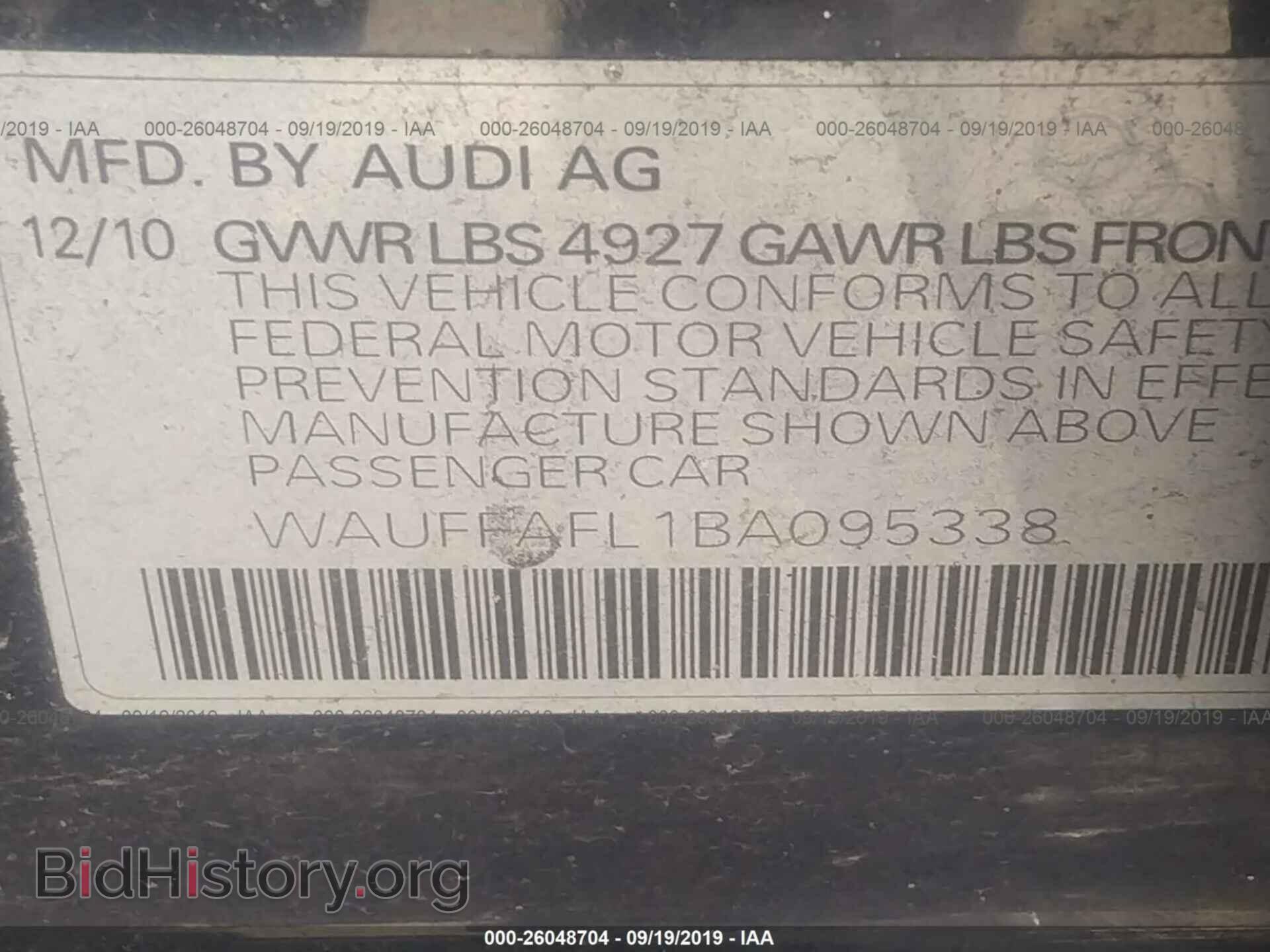 2011 AUDI A4 - VIN: WAUFFAFL1BA095338 - Photo 9