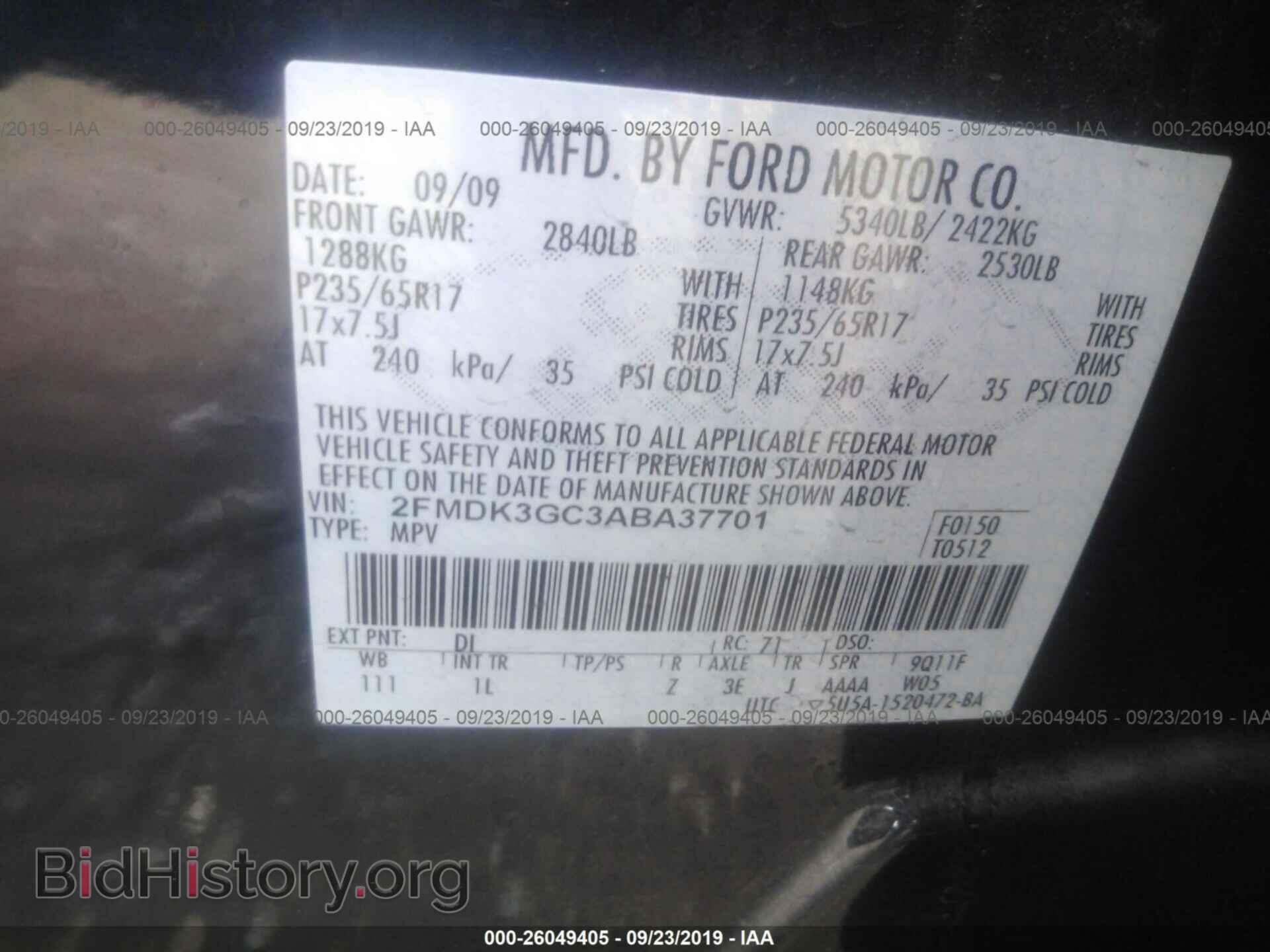2010 FORD EDGE - VIN: 2FMDK3GC3ABA37701 - Photo 9