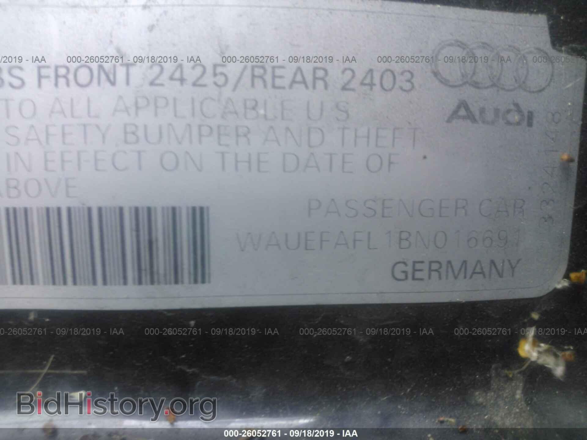 2011 AUDI A4 - VIN: WAUEFAFL1BN016691 - Photo 9