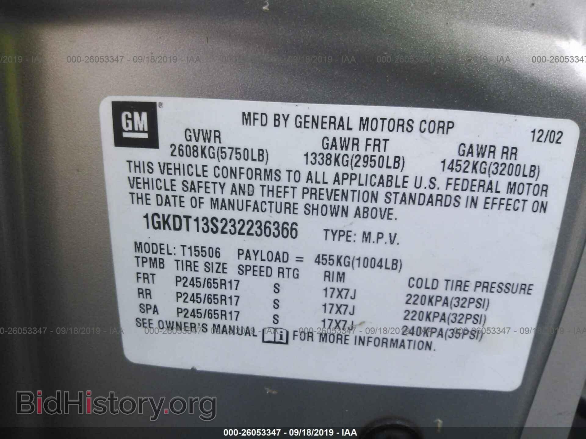 2003 GMC ENVOY - VIN: 1GKDT13S232236366 - Фото 9