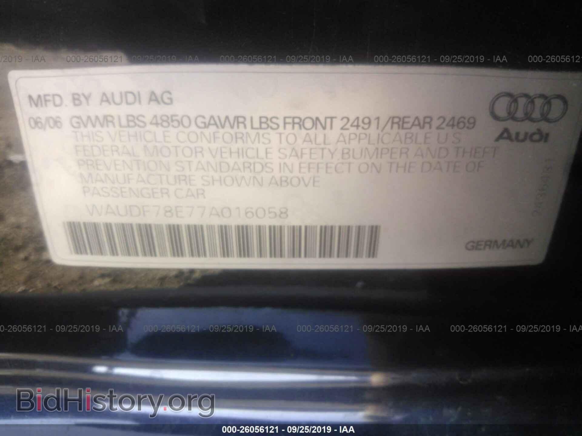 2007 AUDI A4 - VIN: WAUDF78E77A016058 - Фото 9