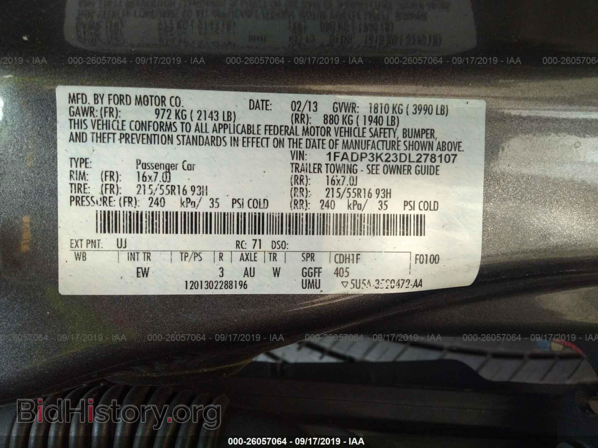 2013 FORD FOCUS - VIN: 1FADP3K23DL278107 - Фото 9