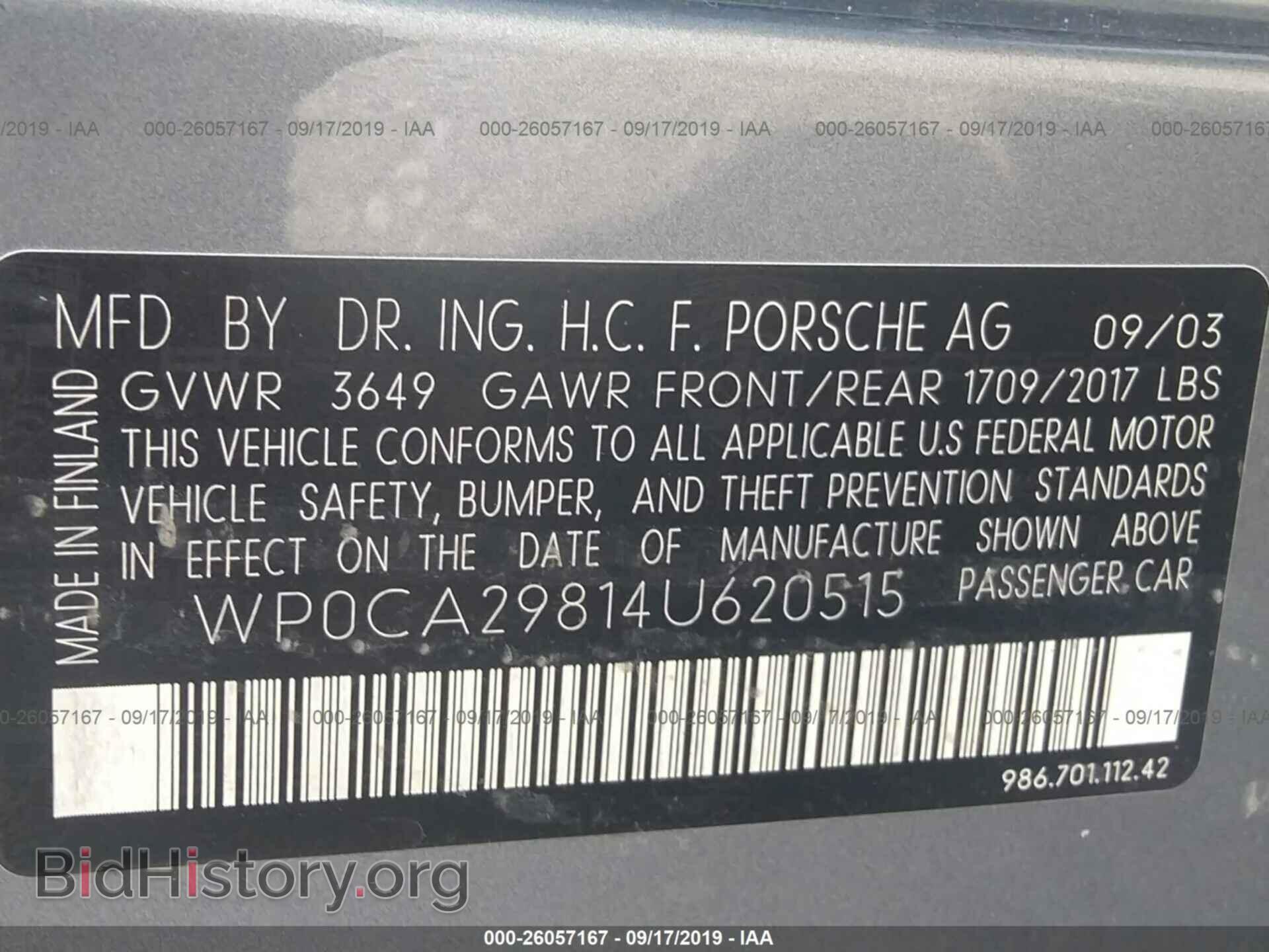 2004 PORSCHE BOXSTER - VIN: WP0CA29814U620515 - Фото 9
