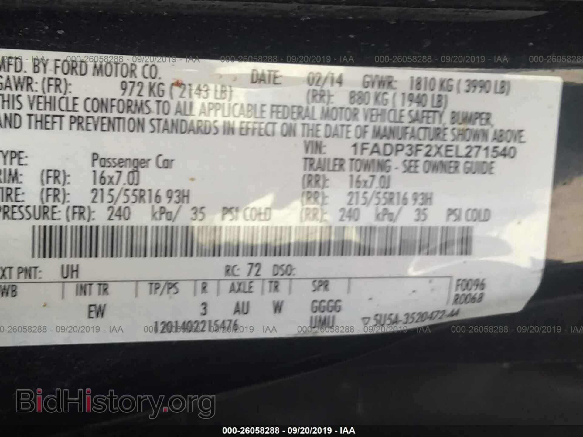 2014 FORD FOCUS - VIN: 1FADP3F2XEL271540 - Фото 9