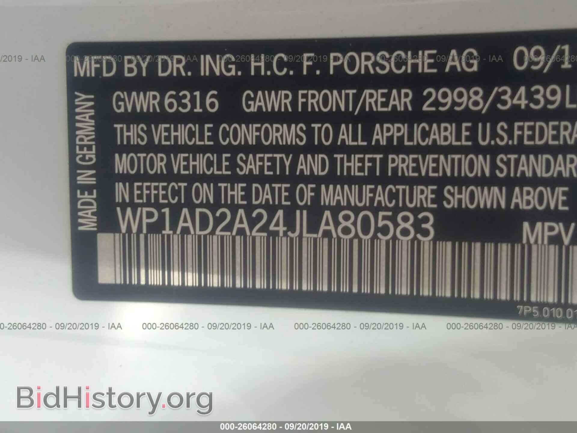 2018 PORSCHE CAYENNE - VIN: WP1AD2A24JLA80583 - Фото 9