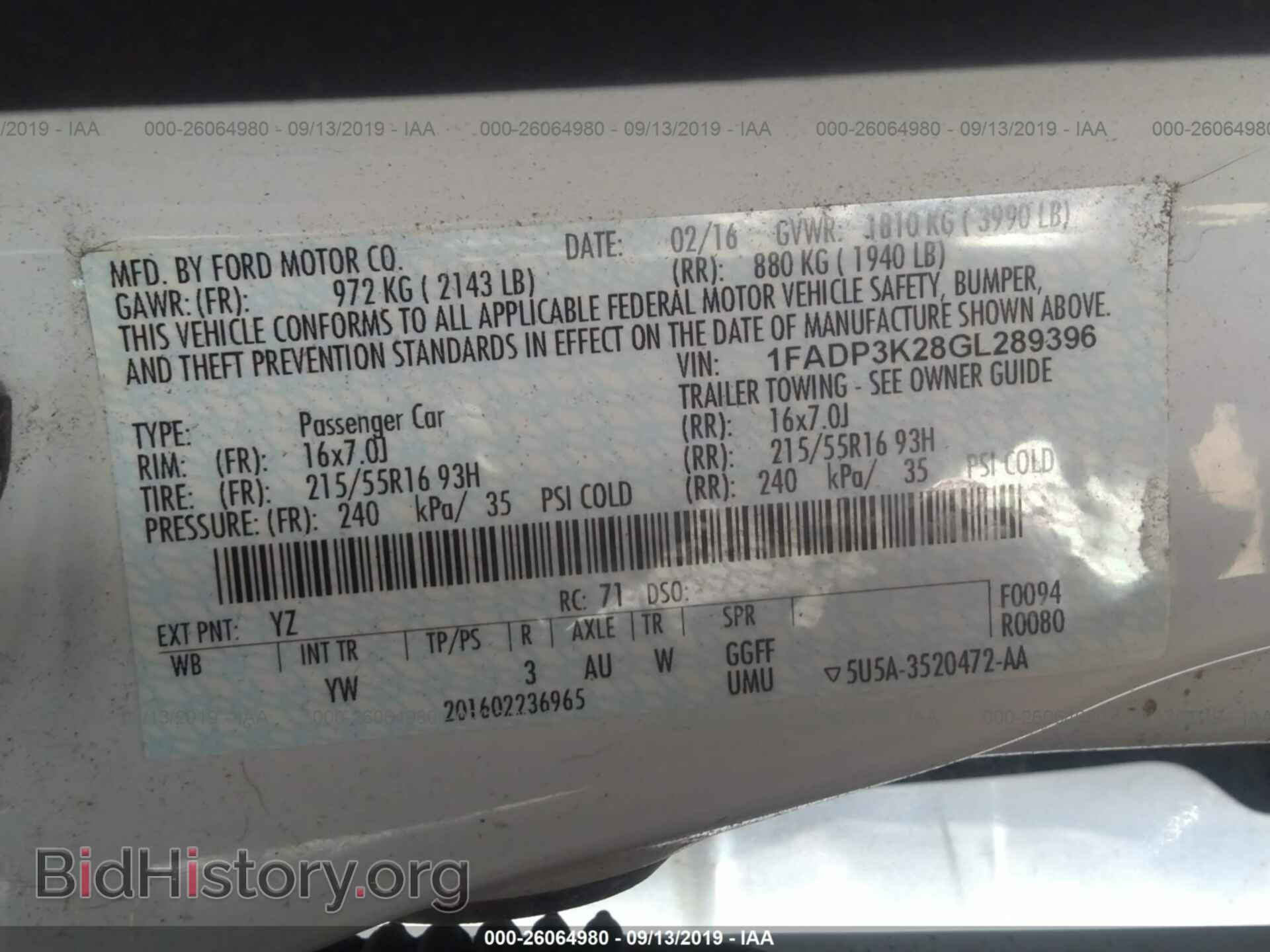 2016 FORD FOCUS - VIN: 1FADP3K28GL289396 - Фото 9