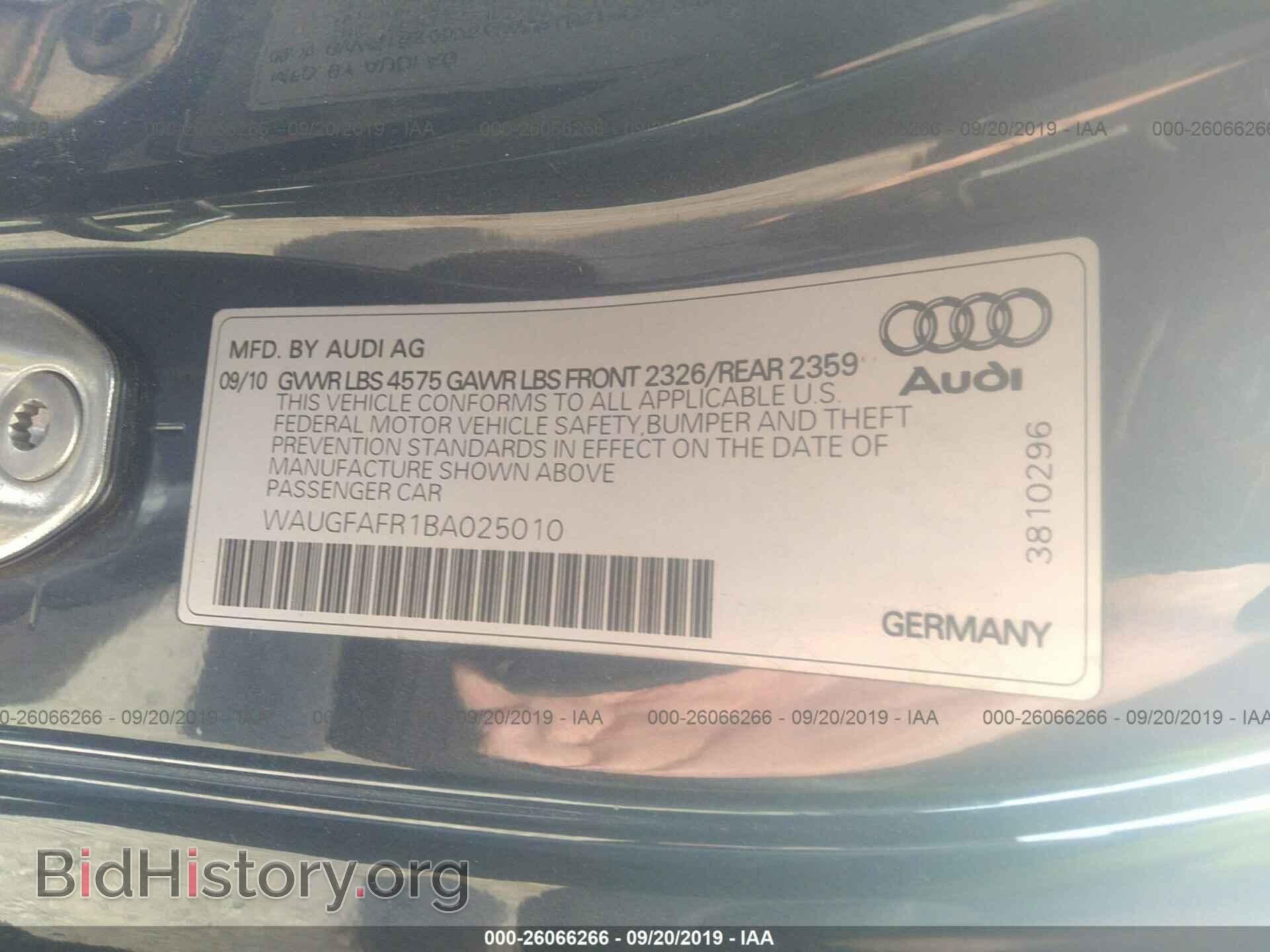 2011 AUDI A5 - VIN: WAUGFAFR1BA025010 - Фото 9