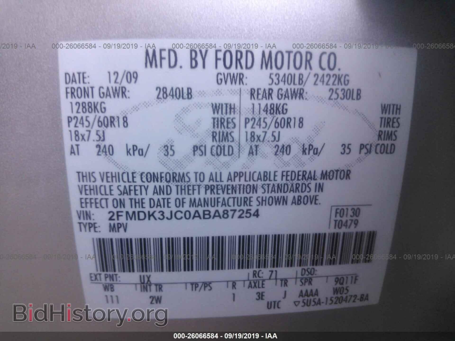 2010 FORD EDGE - VIN: 2FMDK3JC0ABA87254 - Photo 9