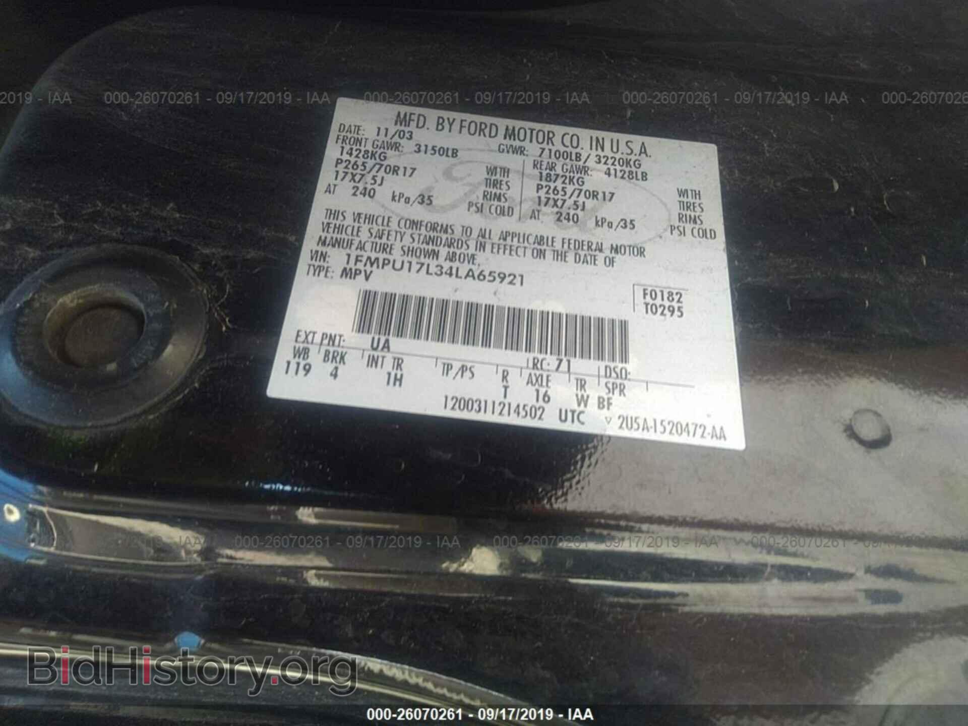 2004 FORD EXPEDITION - VIN: 1FMPU17L34LA65921 - Фото 9