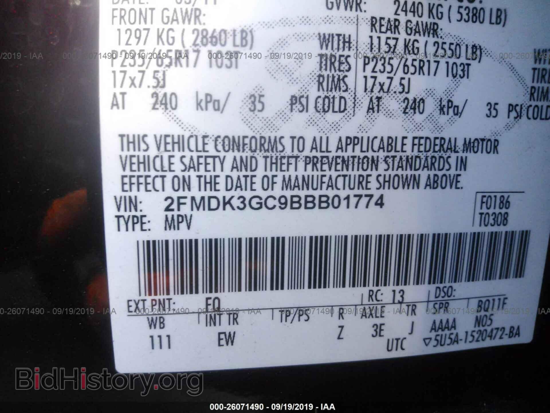 2011 FORD EDGE - VIN: 2FMDK3GC9BBB01774 - Photo 9