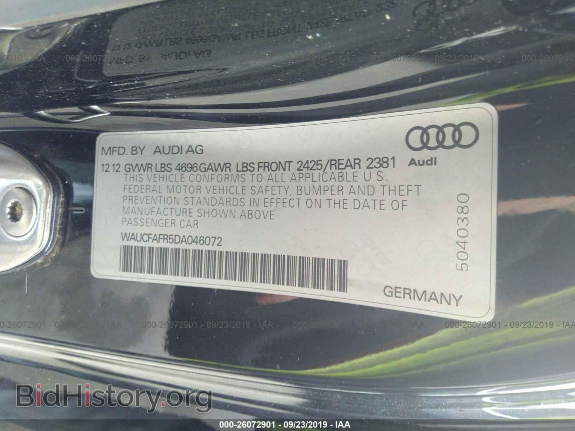 2013 AUDI A5 - VIN: WAUCFAFR5DA046072 - Фото 9