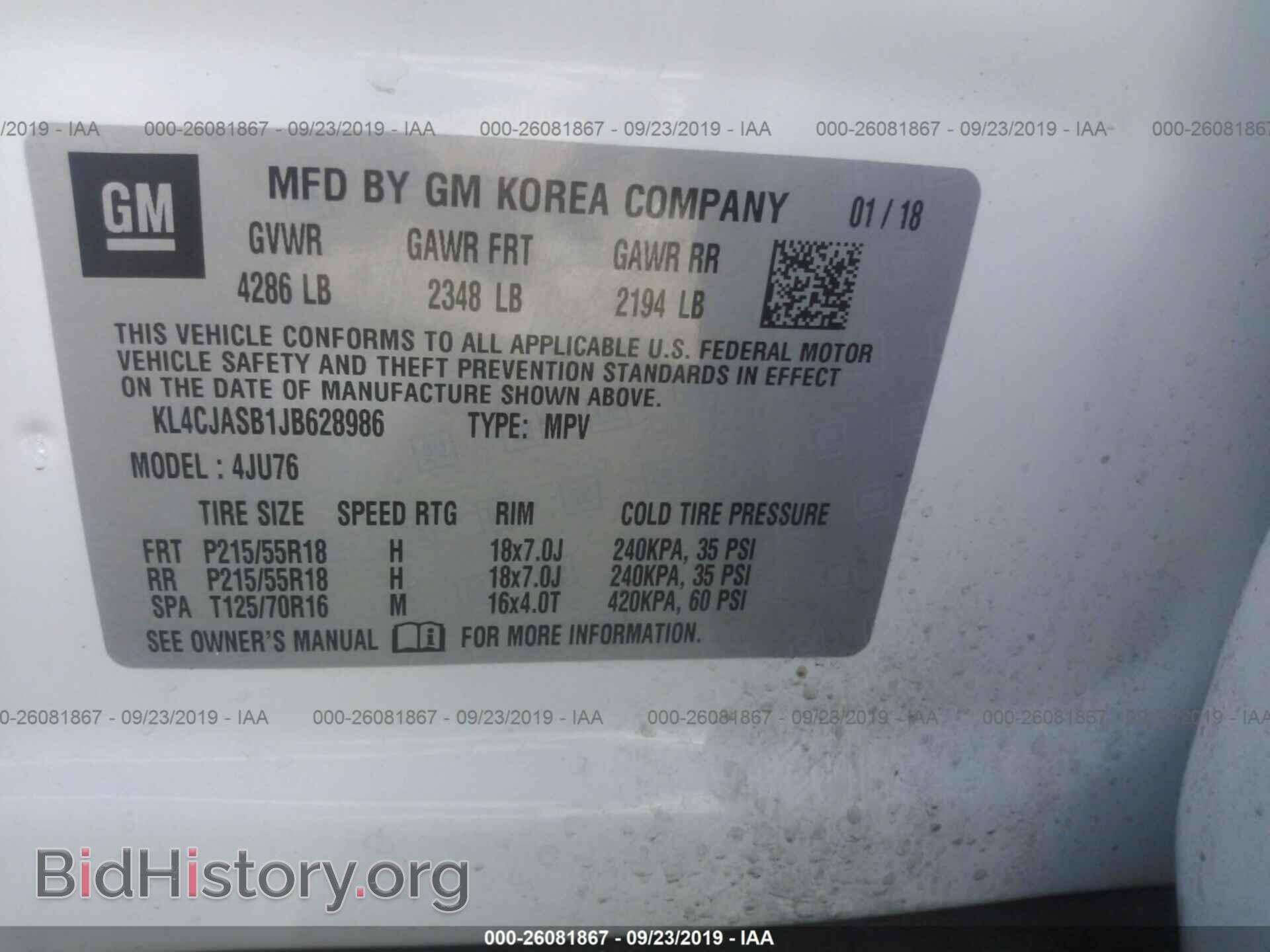 2018 BUICK ENCORE - VIN: KL4CJASB1JB628986 - Фото 9