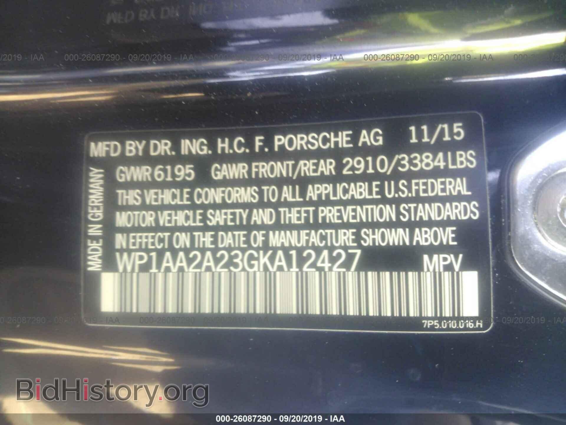 2016 PORSCHE CAYENNE - VIN: WP1AA2A23GKA12427 - Фото 9