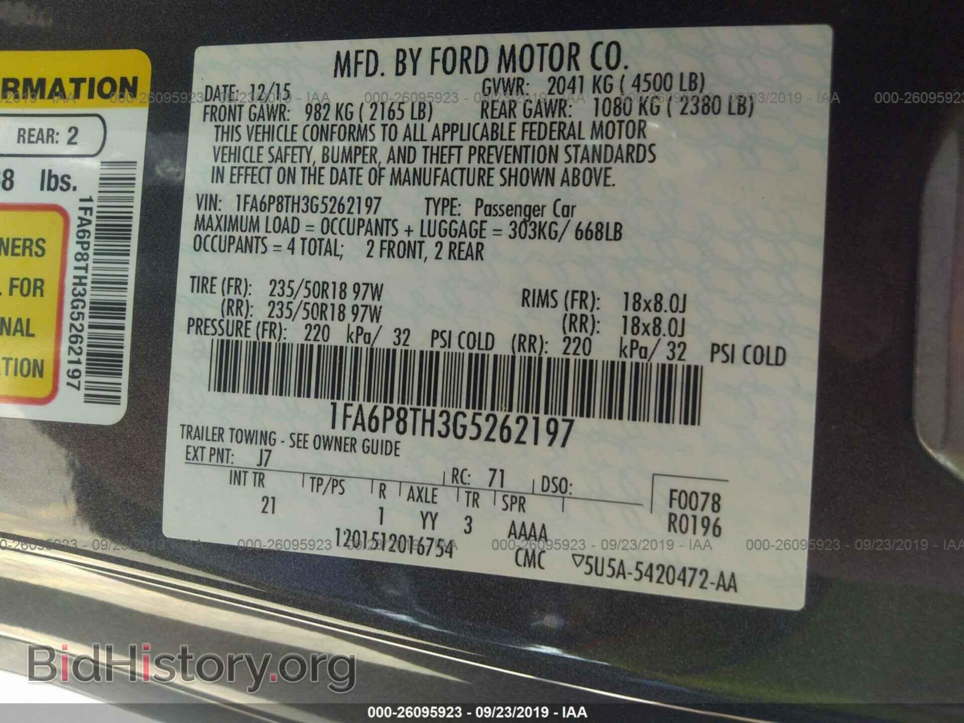 2016 FORD MUSTANG - VIN: 1FA6P8TH3G5262197 - Photo 9