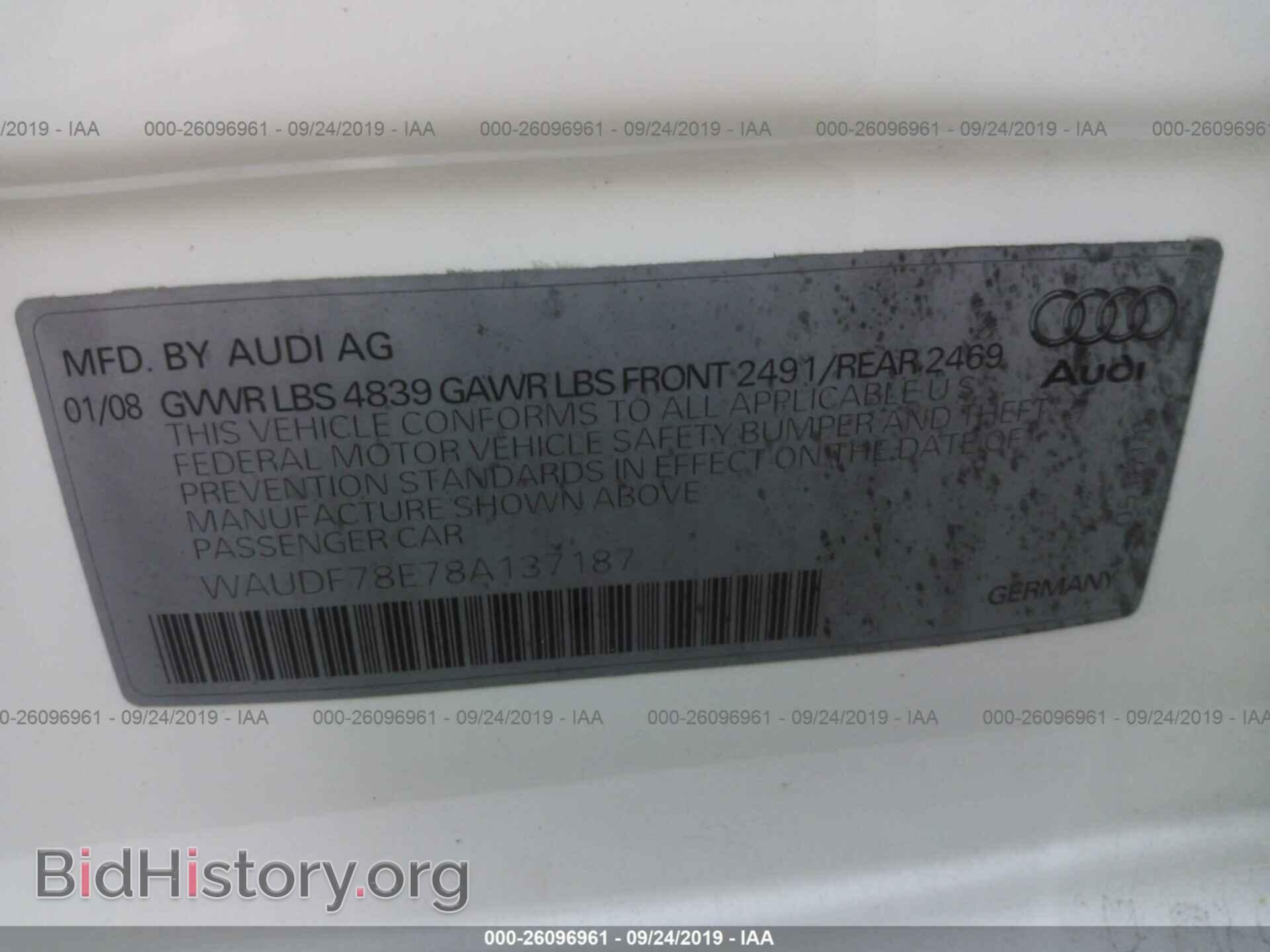 2008 AUDI A4 - VIN: WAUDF78E78A137187 - Фото 9