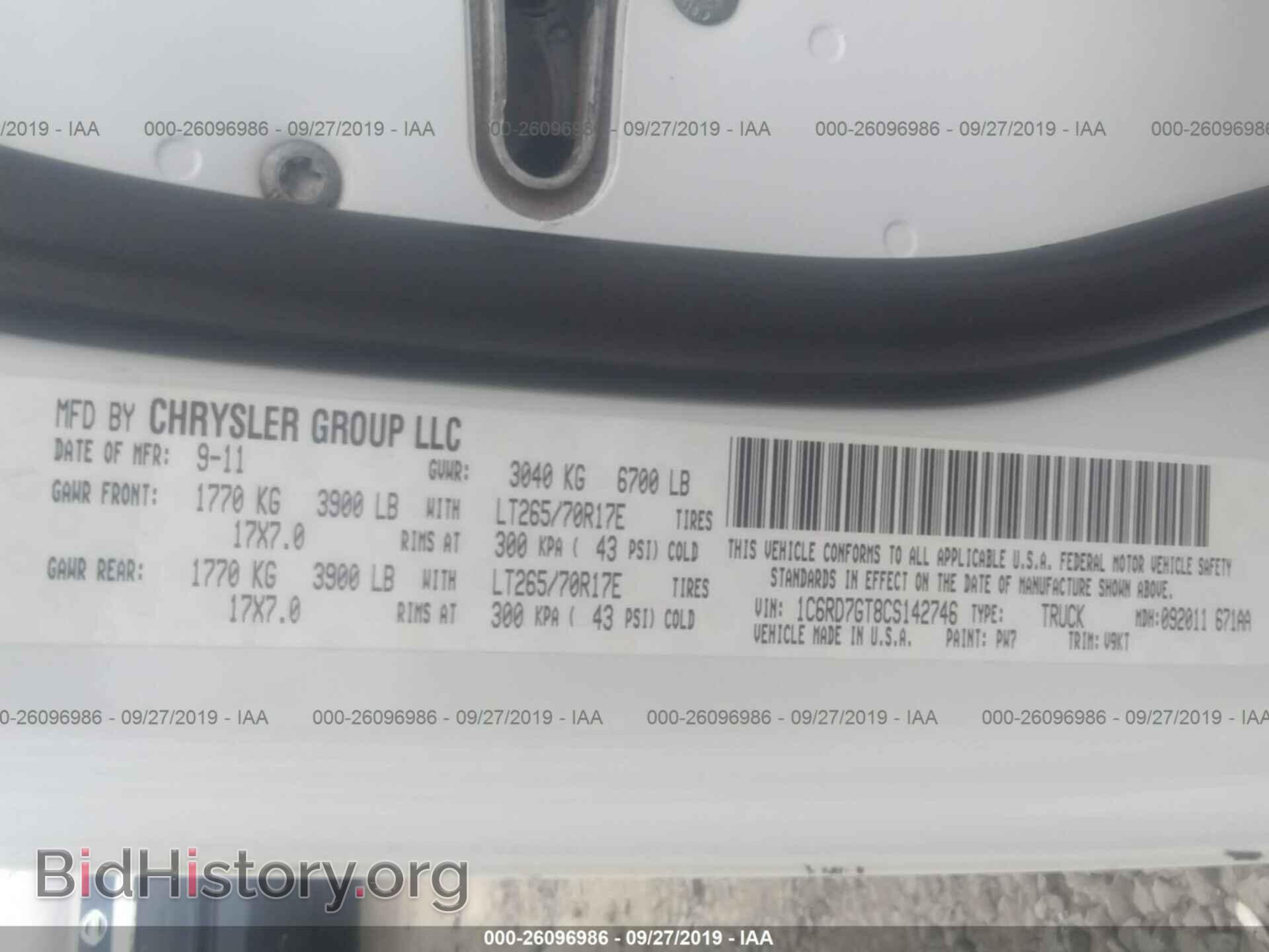 2012 DODGE RAM 1500 - VIN: 1C6RD7GT8CS142746 - Фото 9