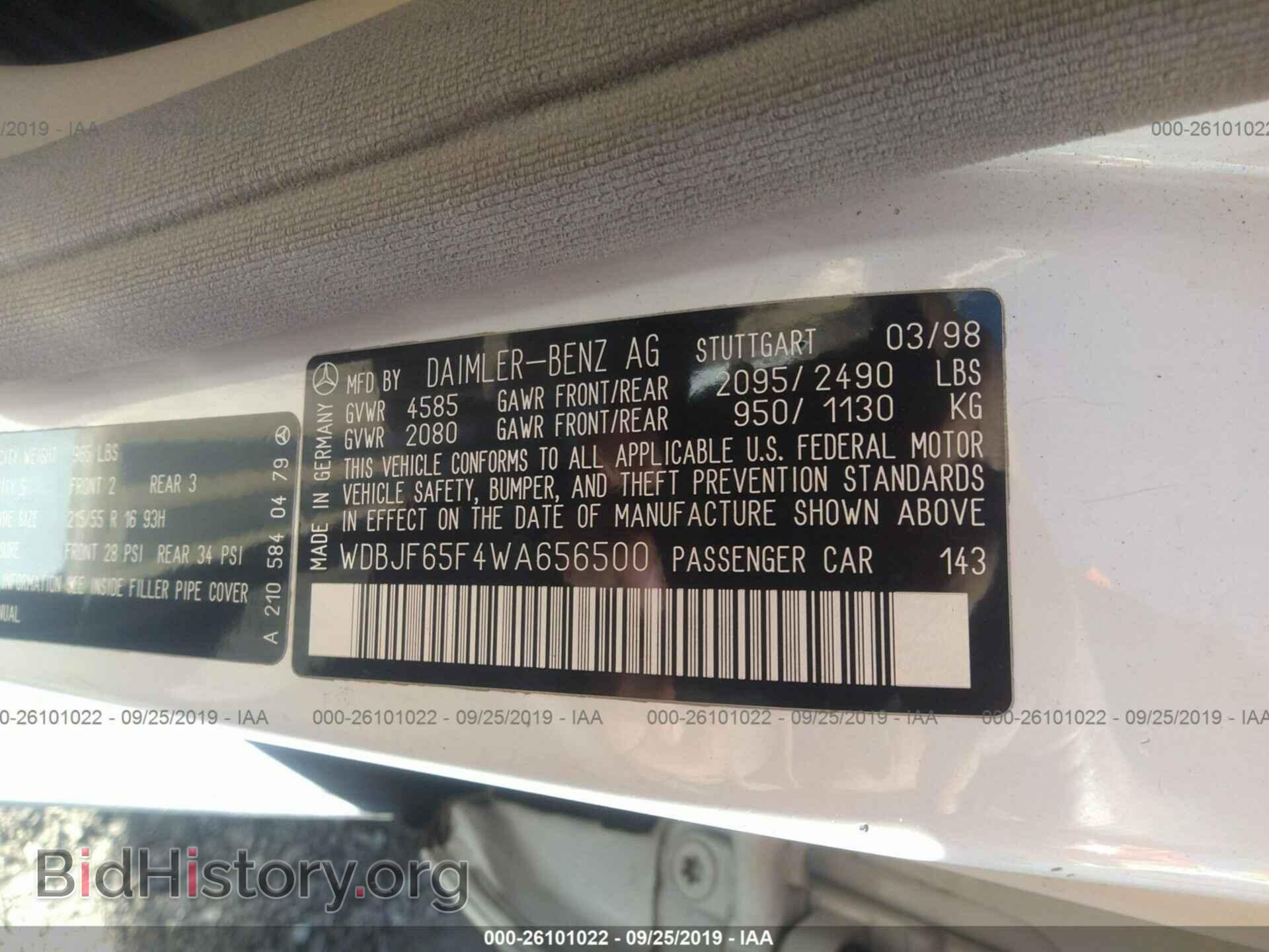 1998 MERCEDES-BENZ E - VIN: WDBJF65F4WA656500 - Фото 9