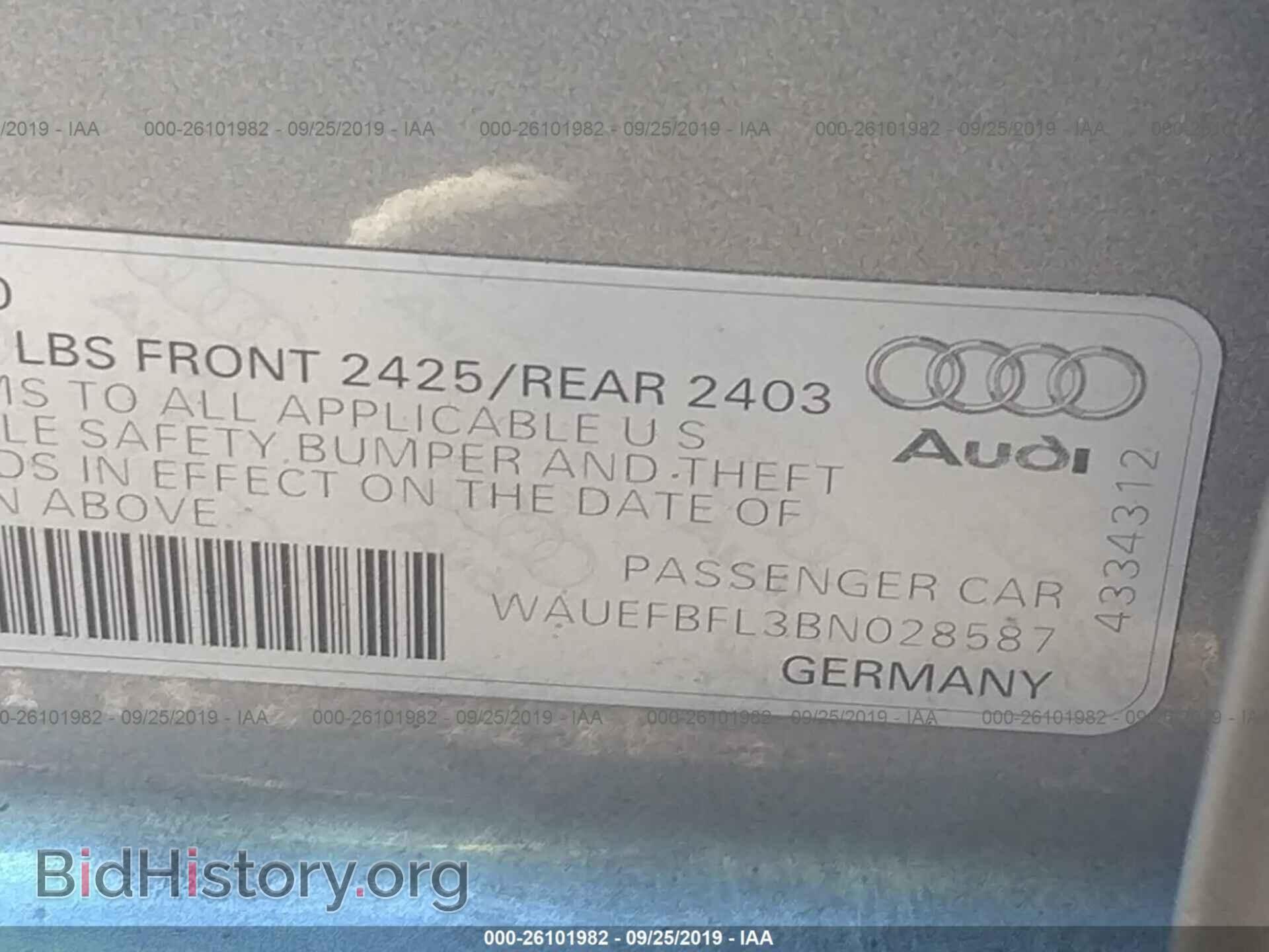 2011 AUDI A4 - VIN: WAUEFBFL3BN028587 - Photo 9
