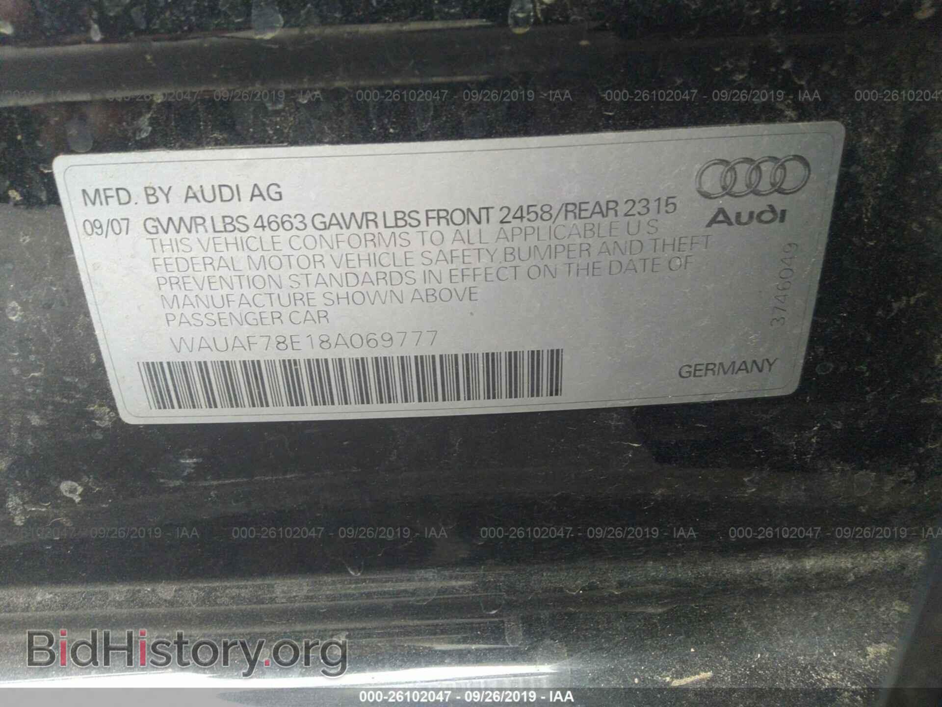 2008 AUDI A4 - VIN: WAUAF78E18A069777 - Фото 9