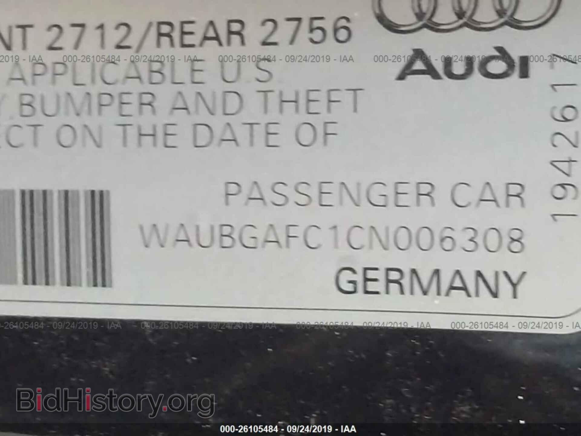 2012 AUDI A6 - VIN: WAUBGAFC1CN006308 - Photo 9
