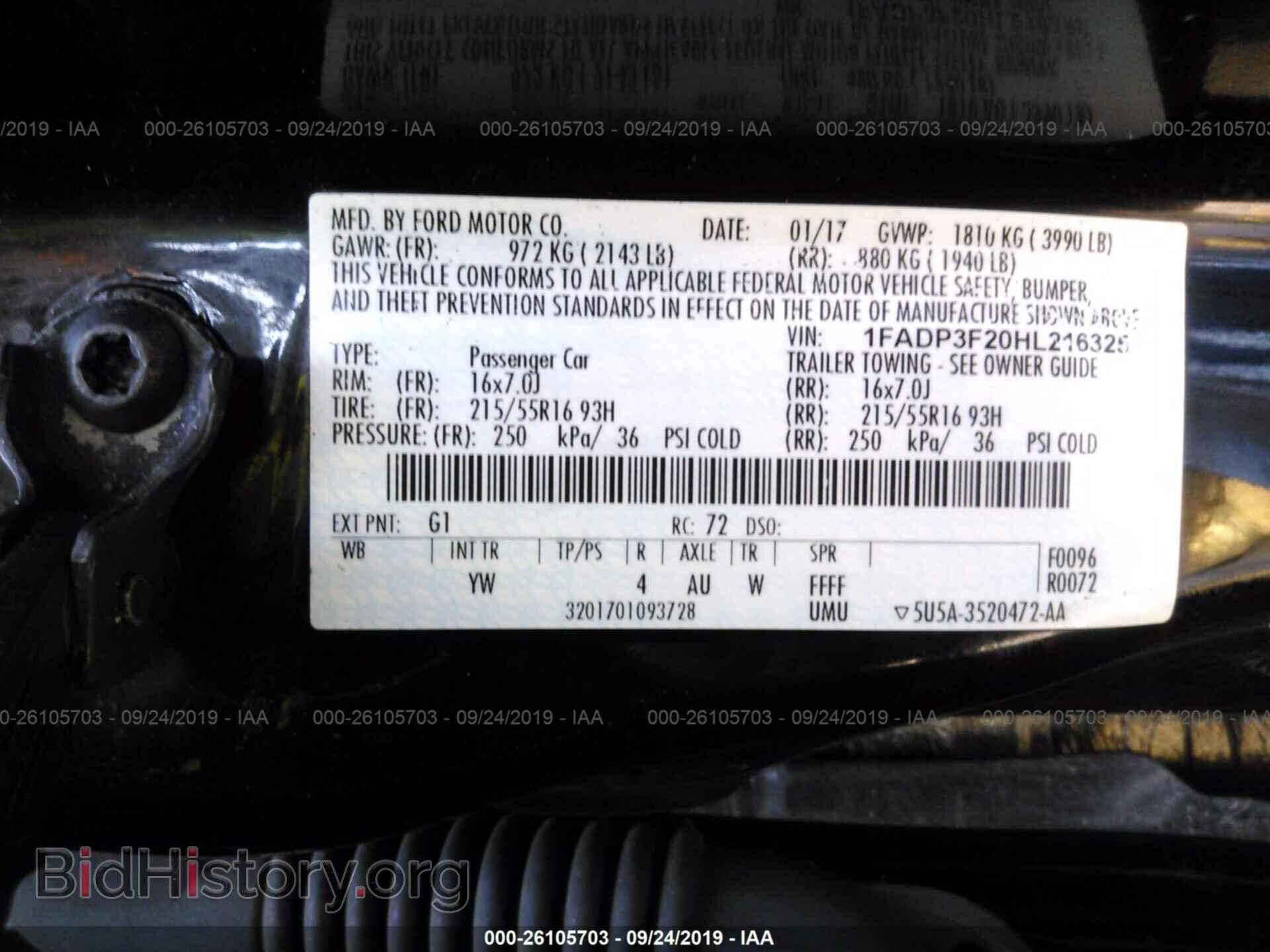 2017 FORD FOCUS - VIN: 1FADP3F20HL216325 - Фото 9