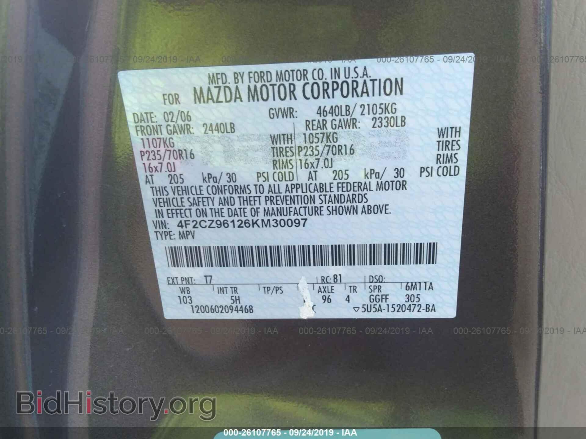 2006 MAZDA TRIBUTE - VIN: 4F2CZ96126KM30097 - Photo 9