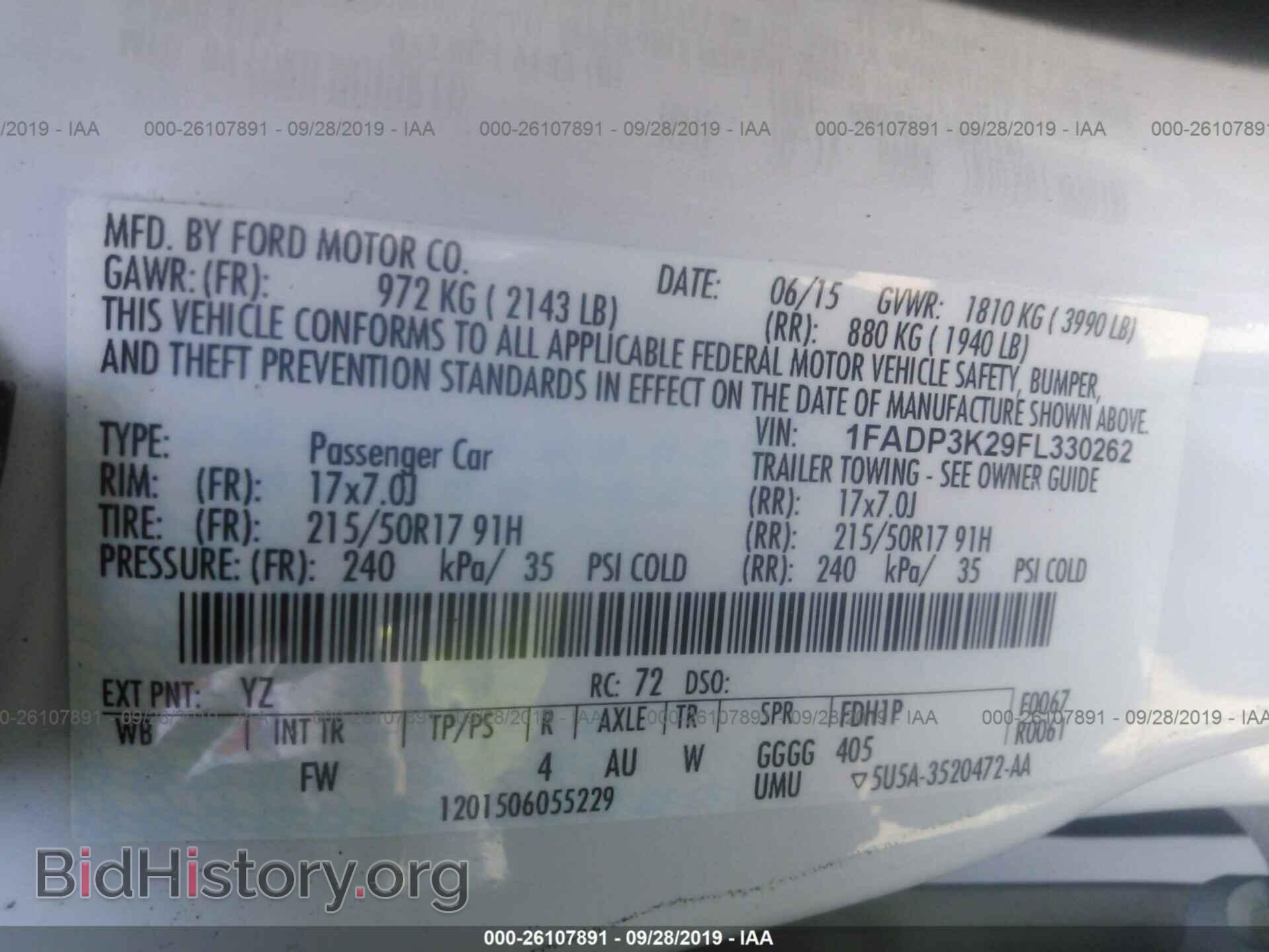 2015 FORD FOCUS - VIN: 1FADP3K29FL330262 - Фото 9