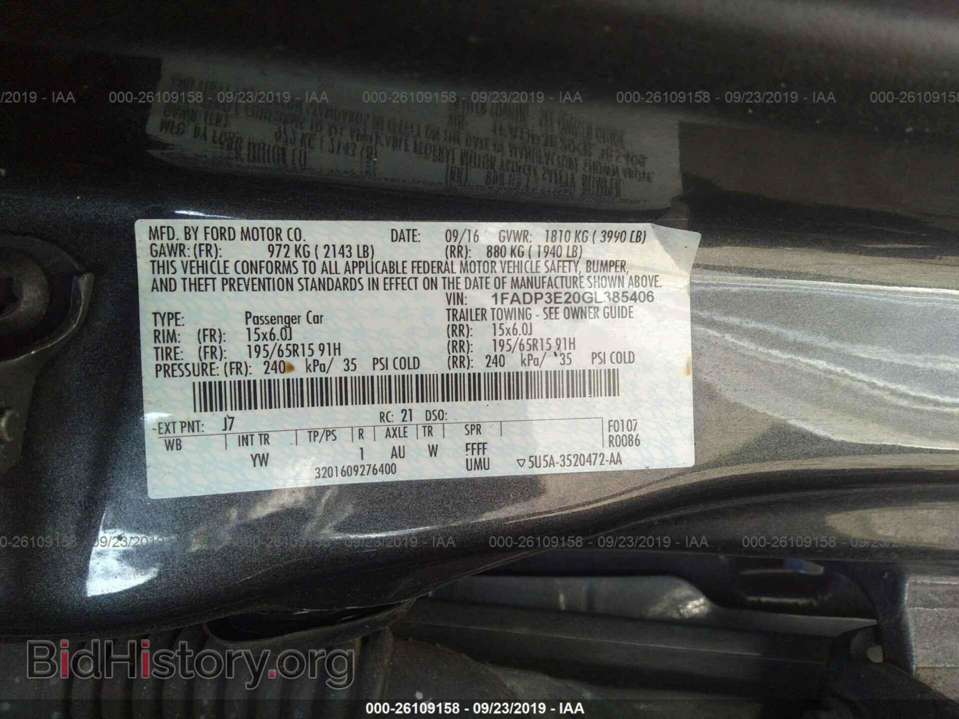 2016 FORD FOCUS - VIN: 1FADP3E20GL385406 - Фото 9