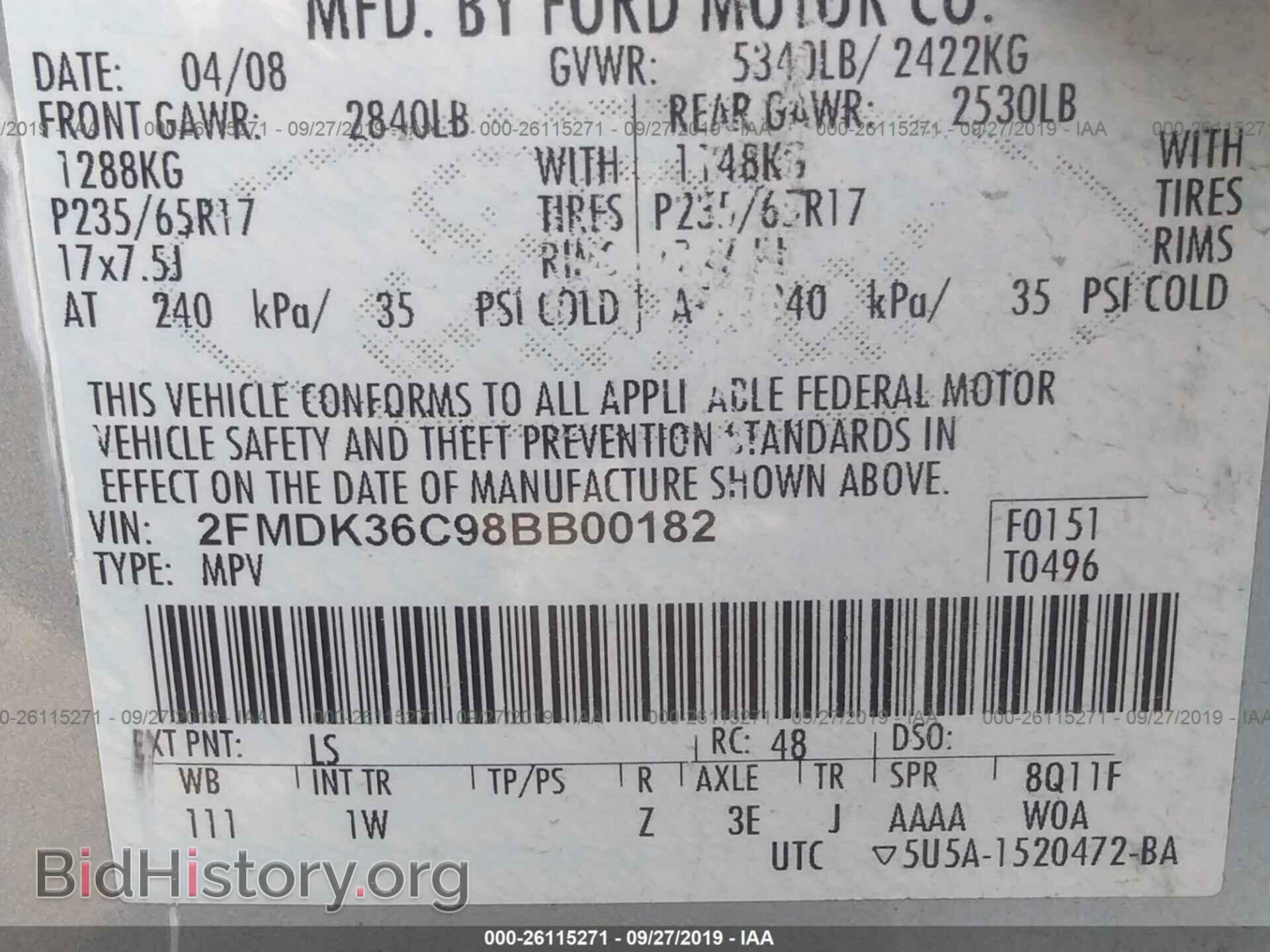 2008 FORD EDGE - VIN: 2FMDK36C98BB00182 - Photo 9