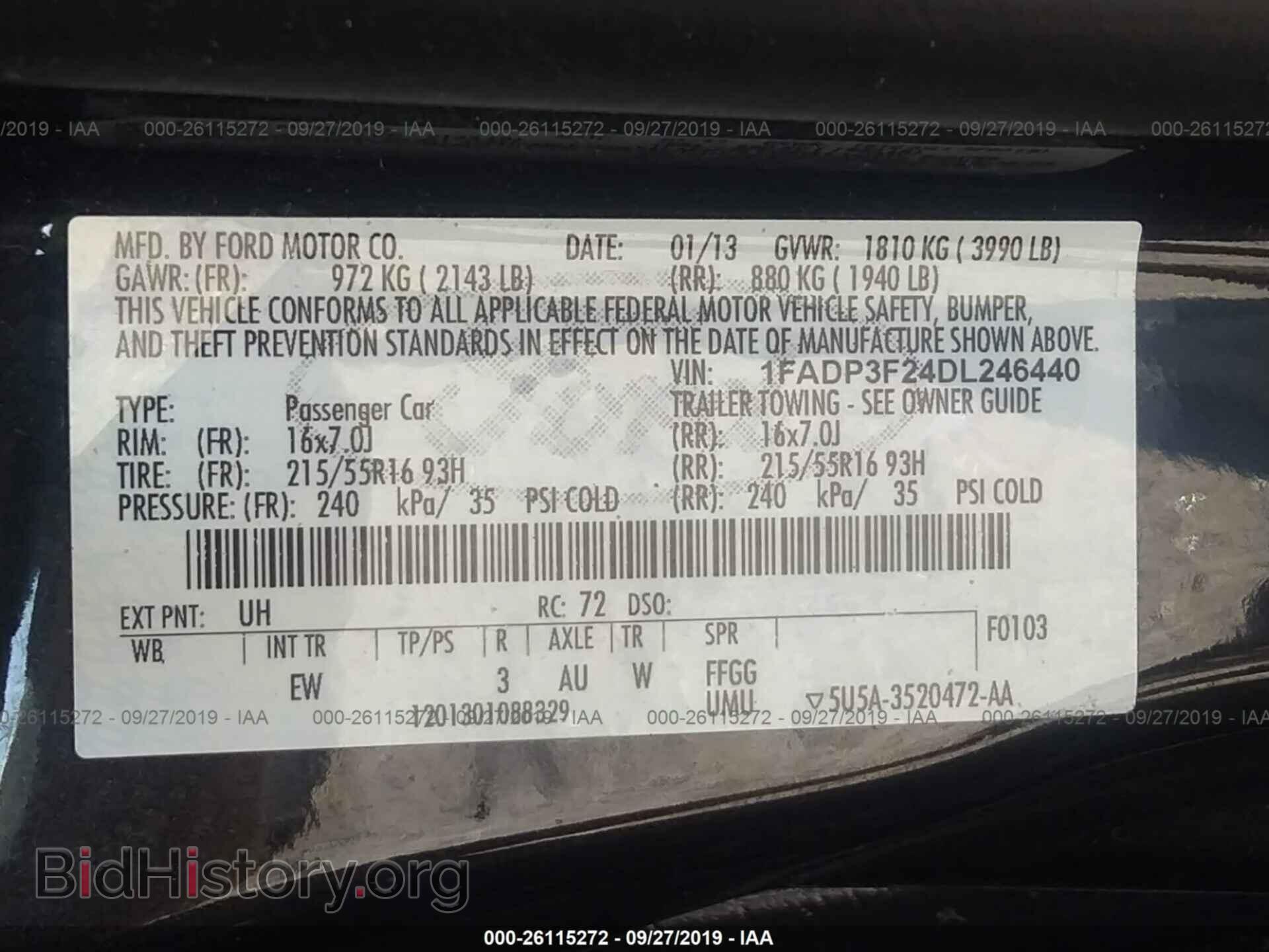 2013 FORD FOCUS - VIN: 1FADP3F24DL246440 - Фото 9
