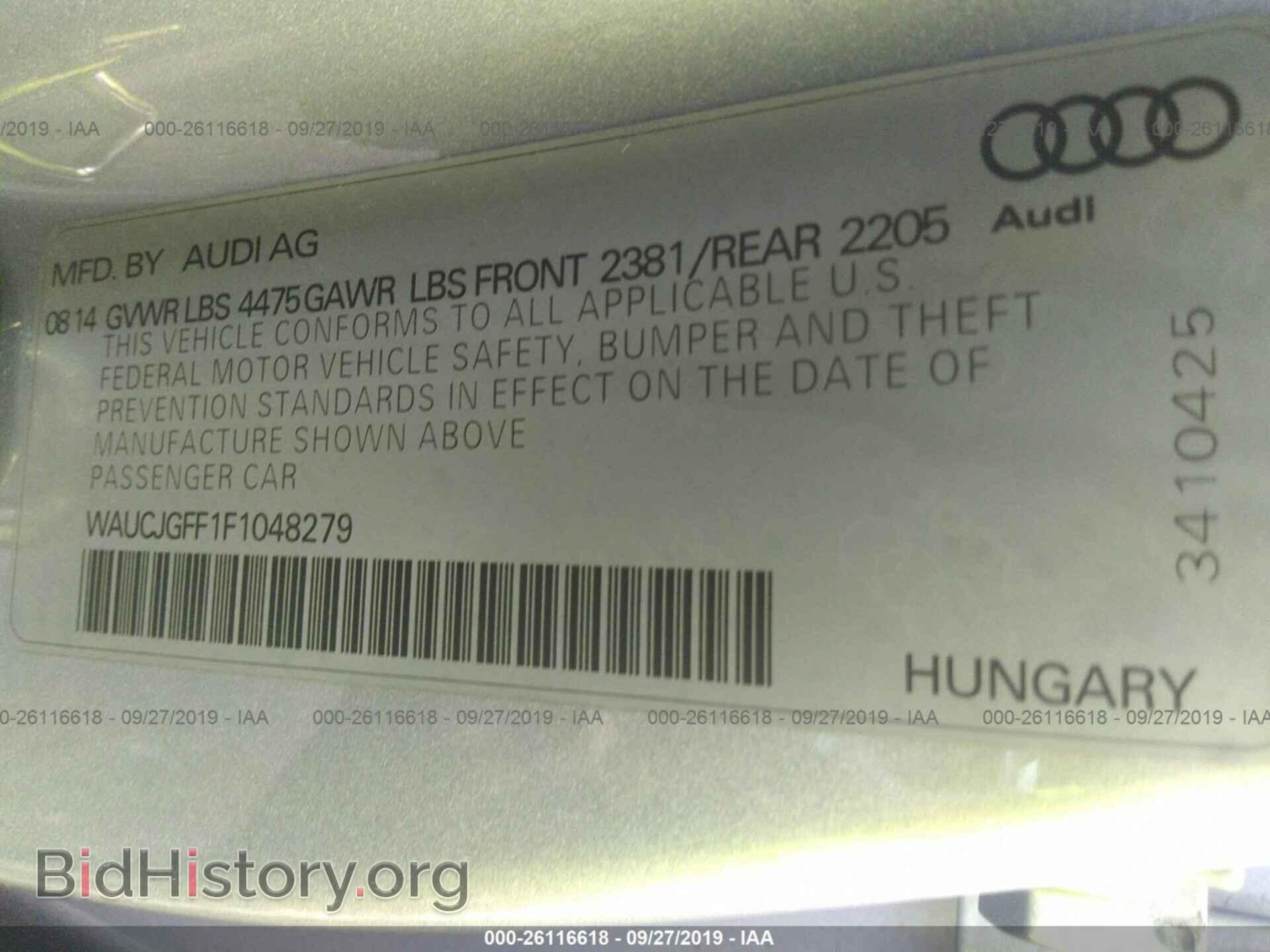 2015 AUDI A3 - VIN: WAUCJGFF1F1048279 - Фото 9
