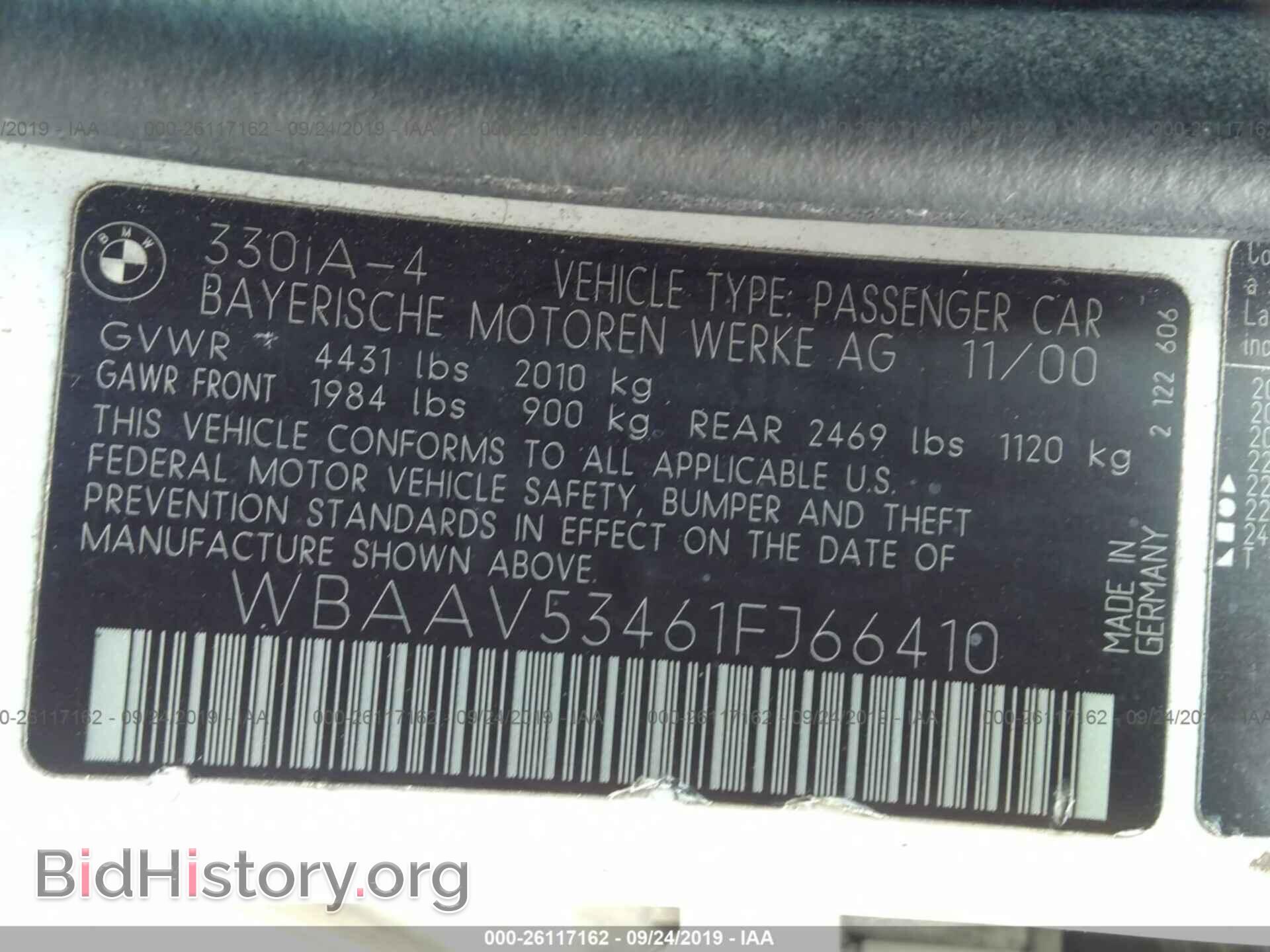 2001 BMW 330 - VIN: WBAAV53461FJ66410 - Фото 9