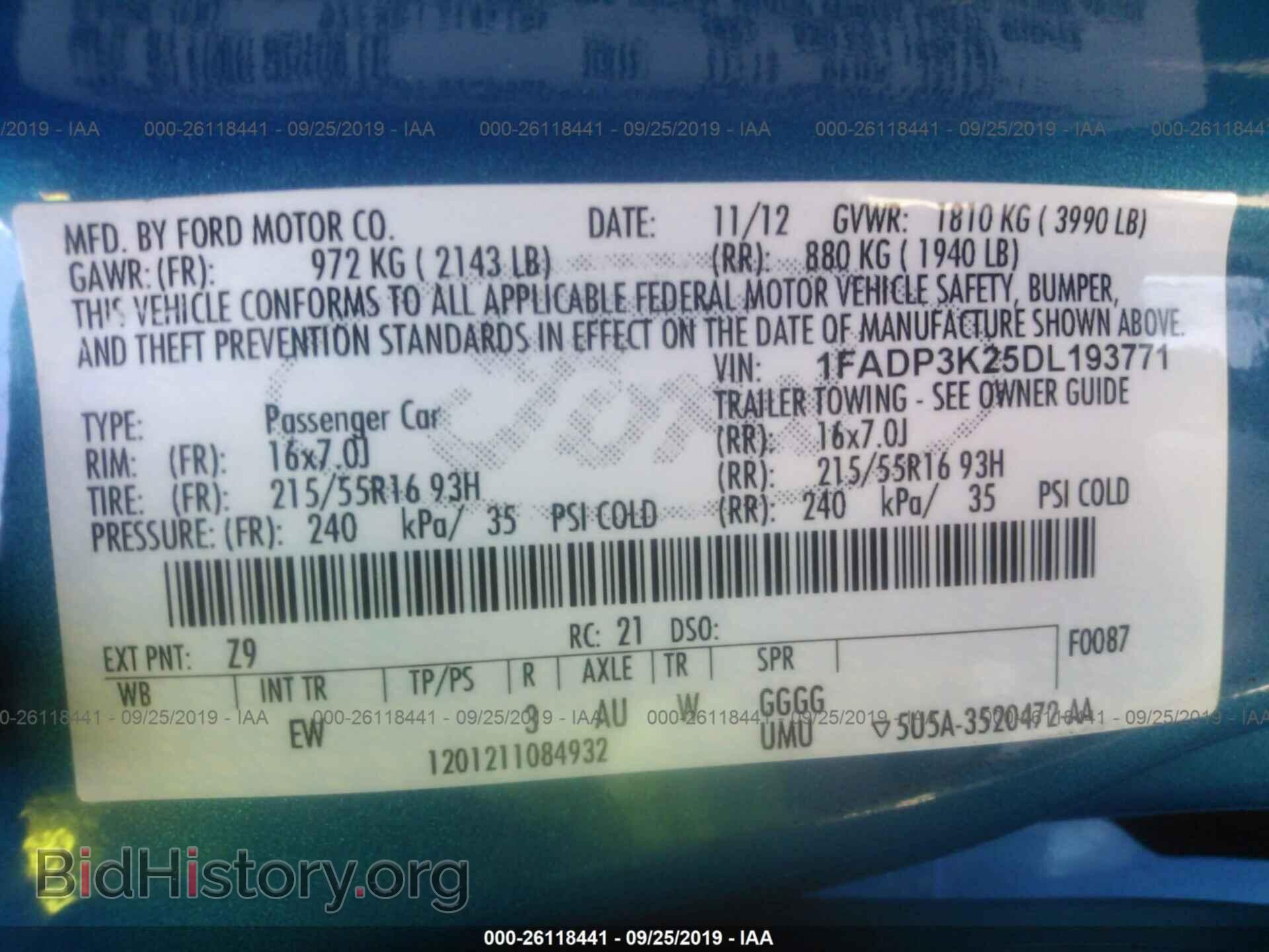 2013 FORD FOCUS - VIN: 1FADP3K25DL193771 - Фото 9