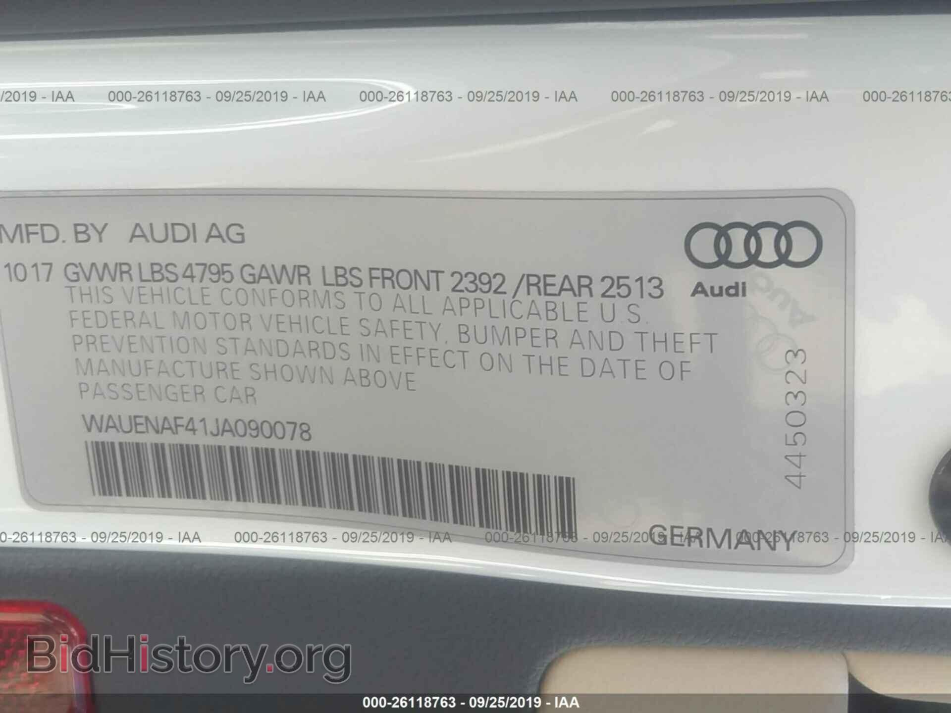2018 AUDI A4 - VIN: WAUENAF41JA090078 - Photo 9
