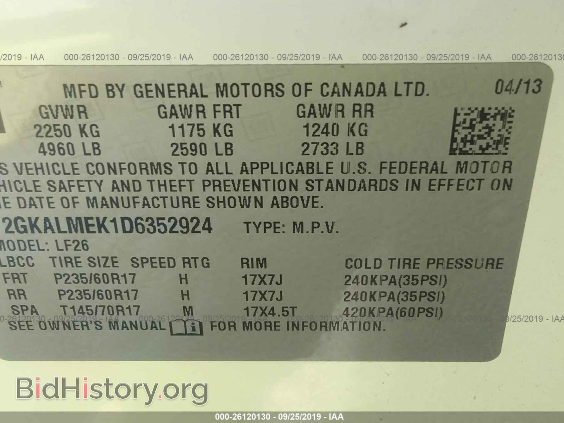 2013 GMC TERRAIN - VIN: 2GKALMEK1D6352924 - Photo 9