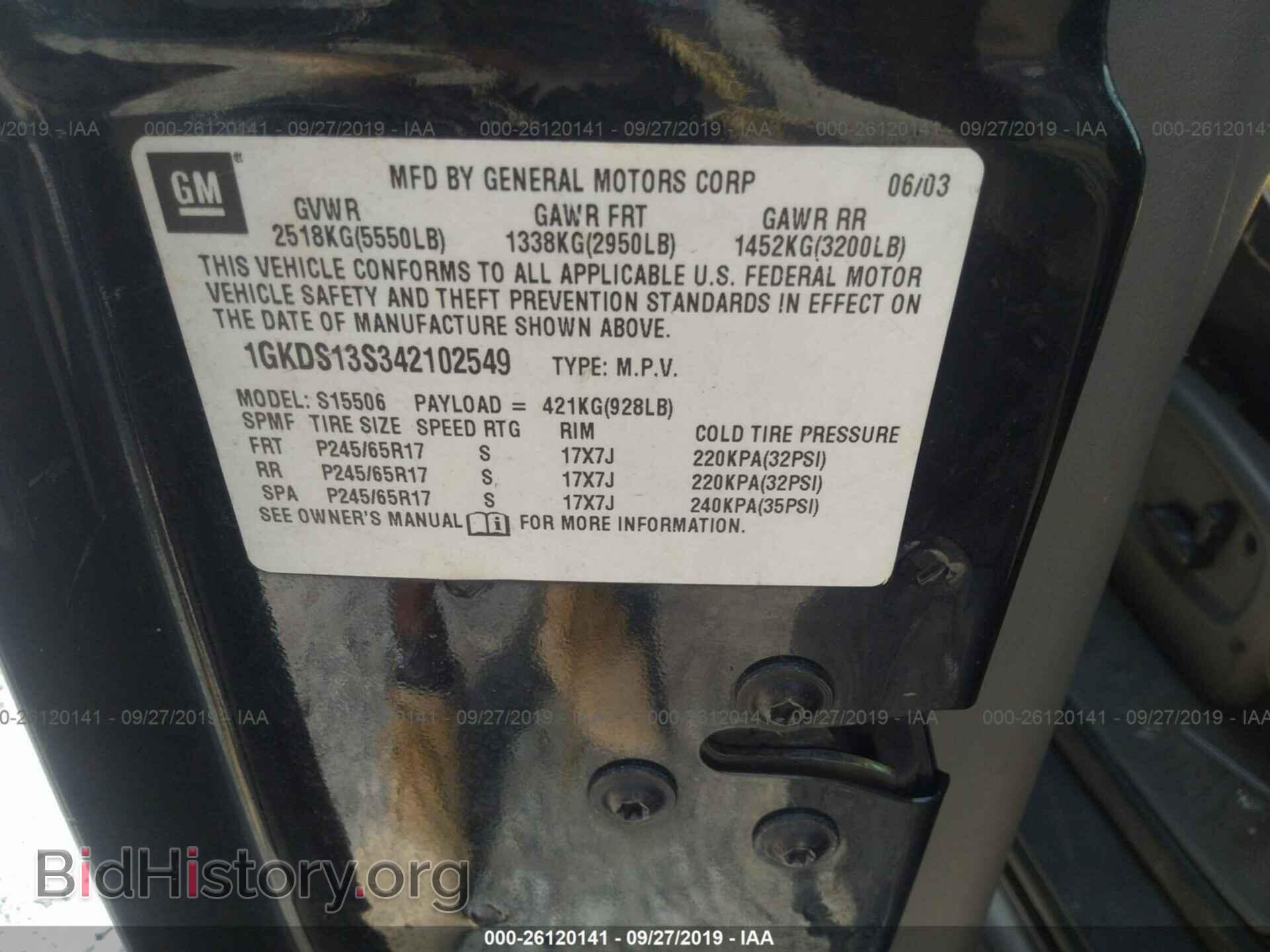 2004 GMC ENVOY - VIN: 1GKDS13S342102549 - Фото 9