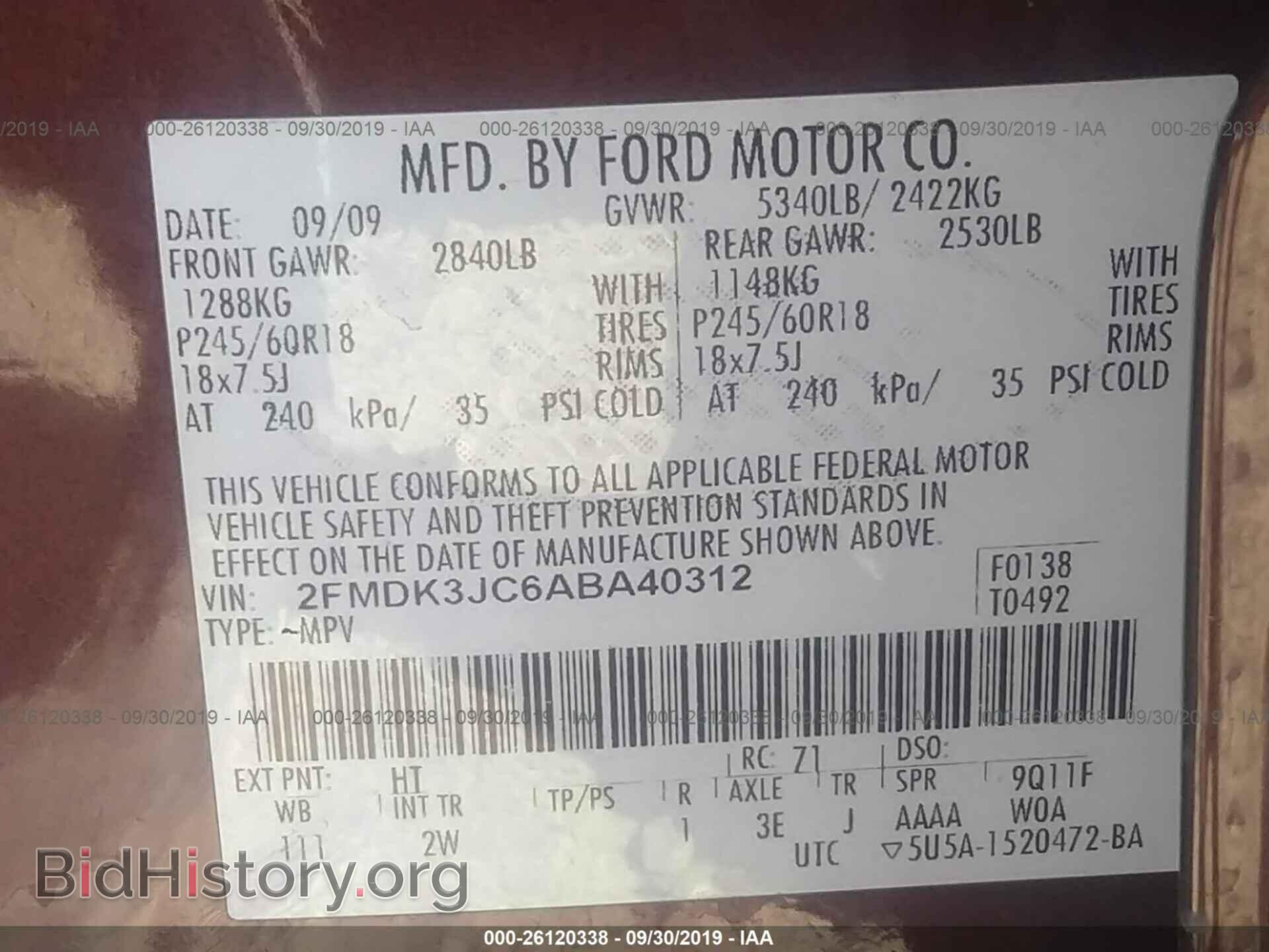 2010 FORD EDGE - VIN: 2FMDK3JC6ABA40312 - Photo 9