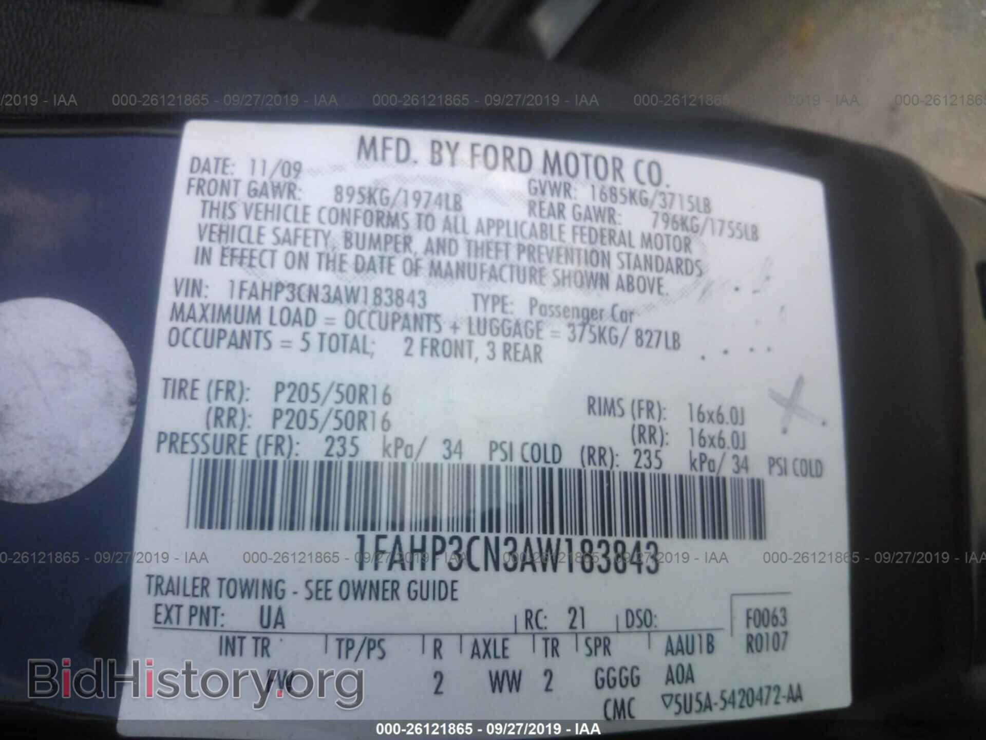 2010 FORD FOCUS - VIN: 1FAHP3CN3AW183843 - Фото 9