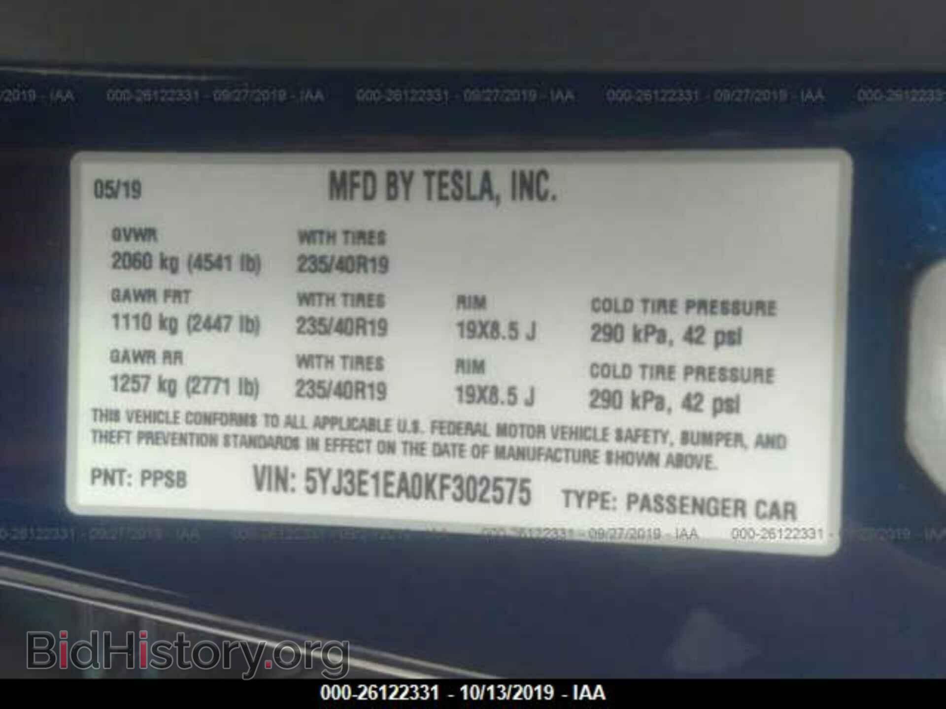 2019 TESLA MODEL 3 - VIN: 5YJ3E1EA0KF302575 - Photo 9