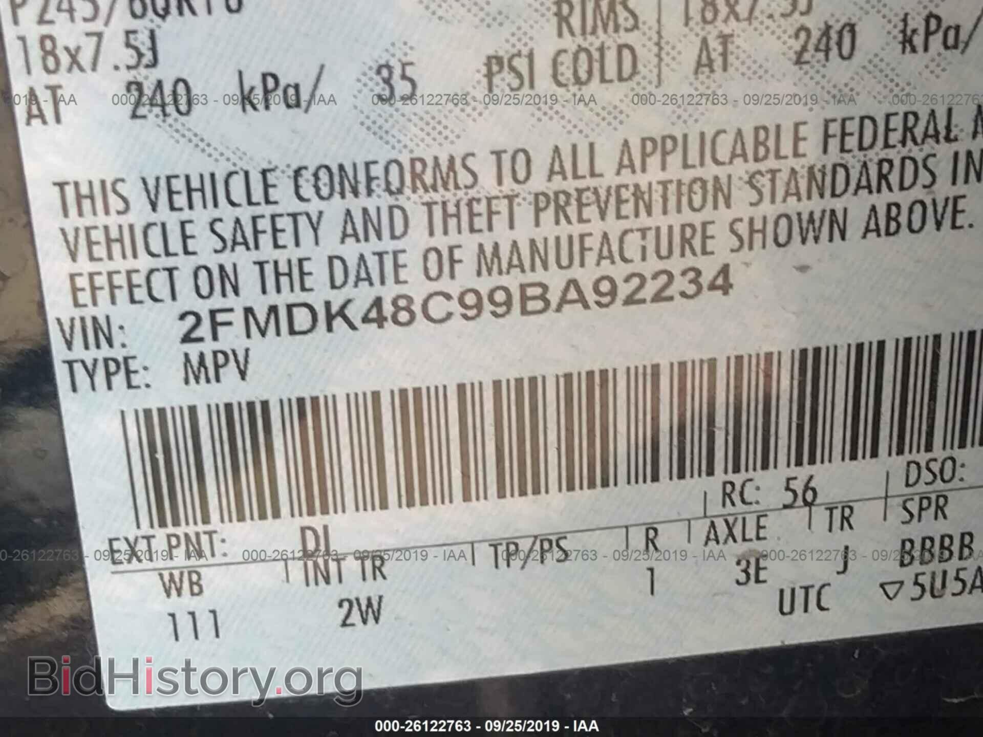 2009 FORD EDGE - VIN: 2FMDK48C99BA92234 - Фото 9