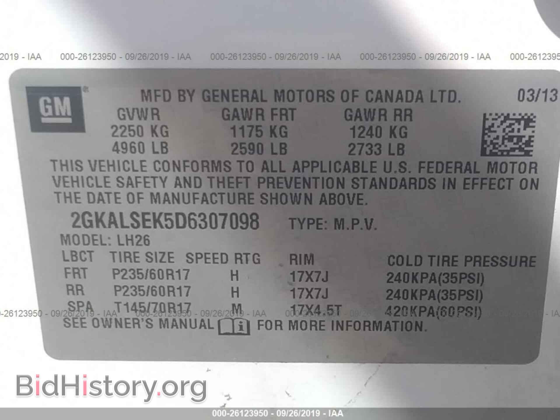 2013 GMC TERRAIN - VIN: 2GKALSEK5D6307098 - Photo 9