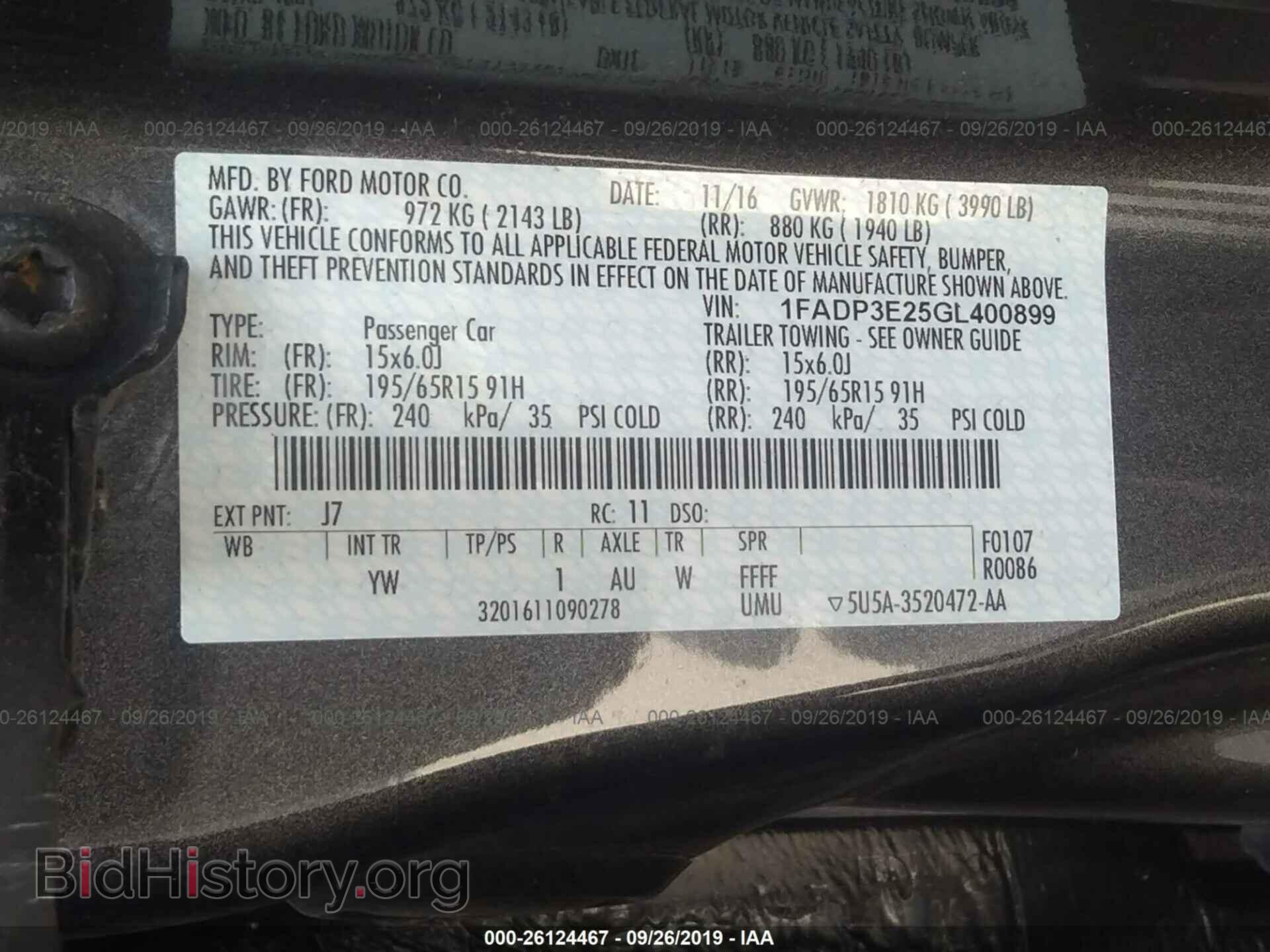 2016 FORD FOCUS - VIN: 1FADP3E25GL400899 - Photo 9