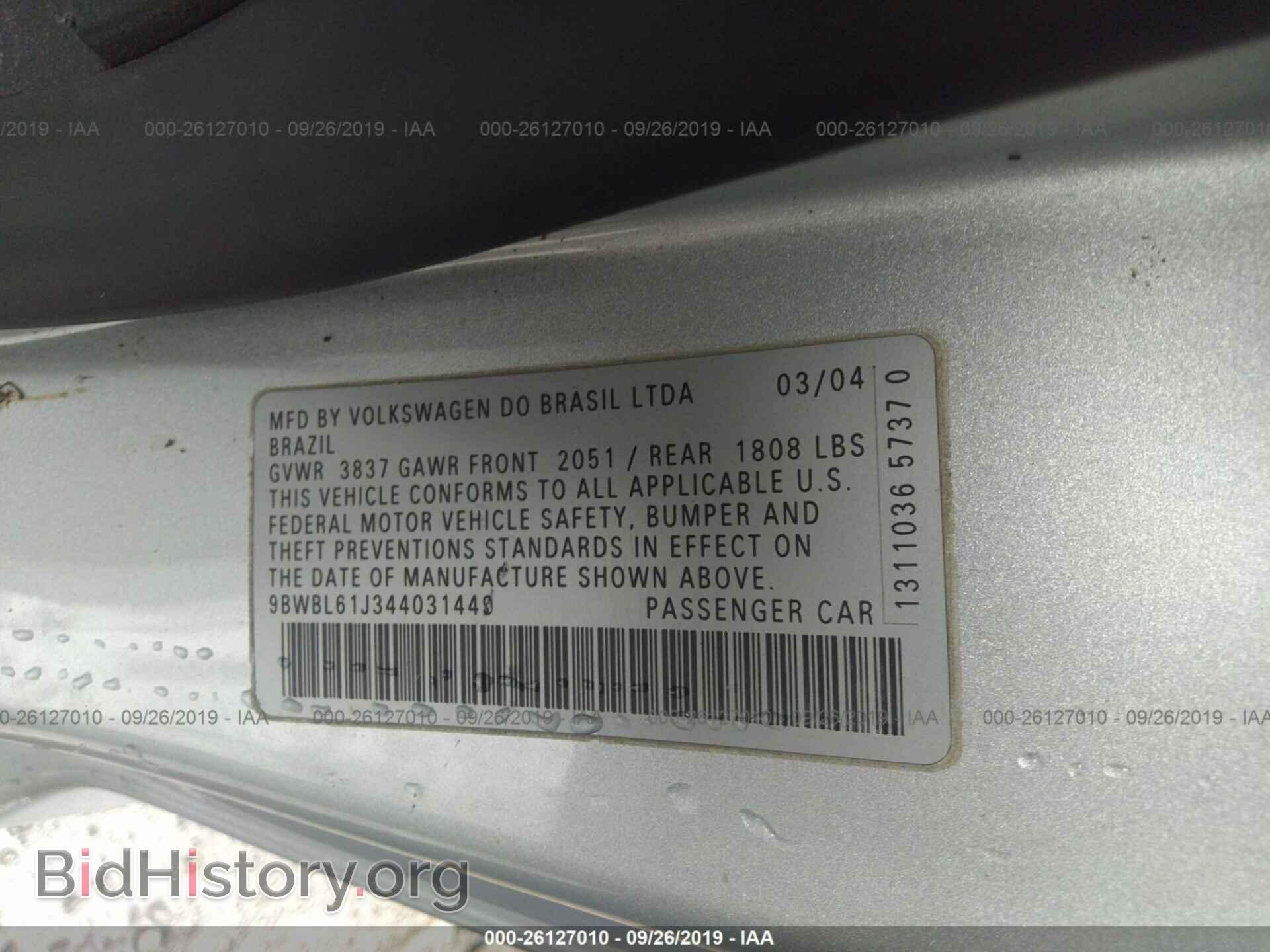 2004 VOLKSWAGEN GOLF - VIN: 9BWBL61J344031449 - Photo 9