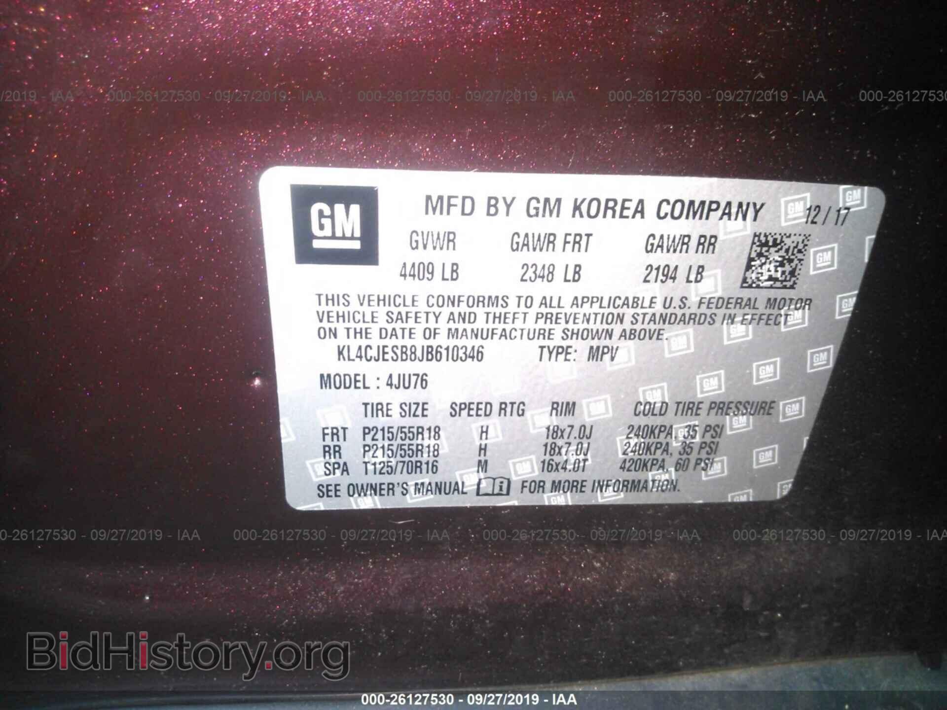 2018 BUICK ENCORE - VIN: KL4CJESB8JB610346 - Фото 9