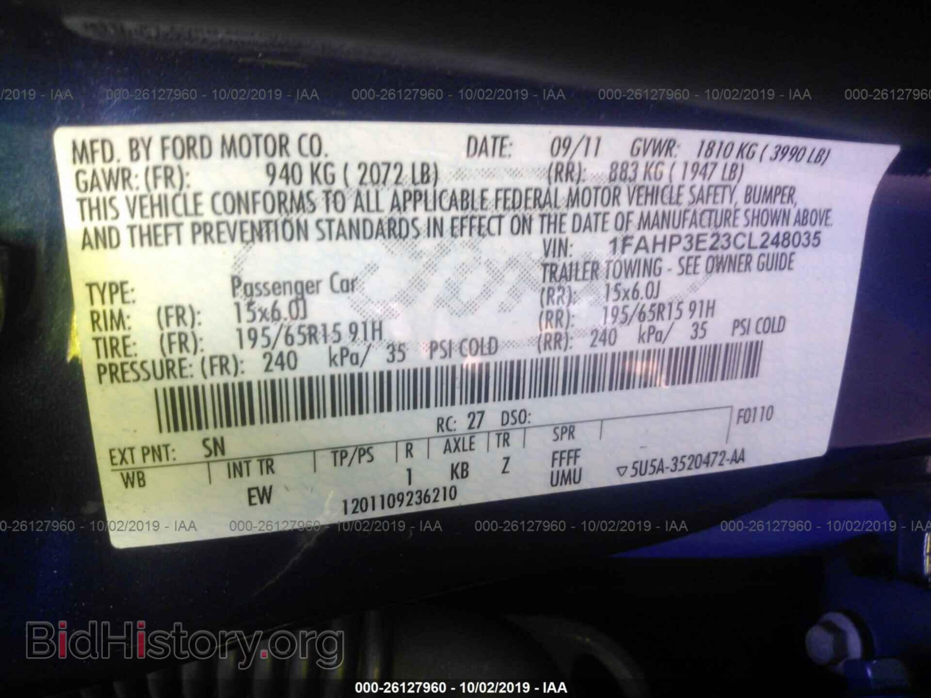2012 FORD FOCUS - VIN: 1FAHP3E23CL248035 - Фото 9